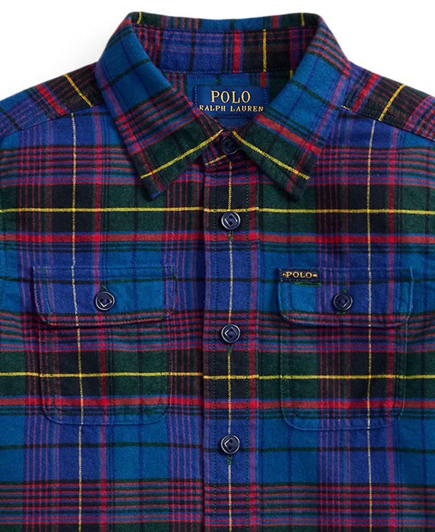 Детская рубашка Polo Ralph Lauren в клетку, оксфорд, длинный рукав, 2-7 лет, цвет: Синий — фото 3