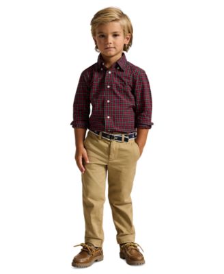 Boys' 2T-7 Plaid Long-Sleeve Shirt, Pants and Belt, 3-Piece Set