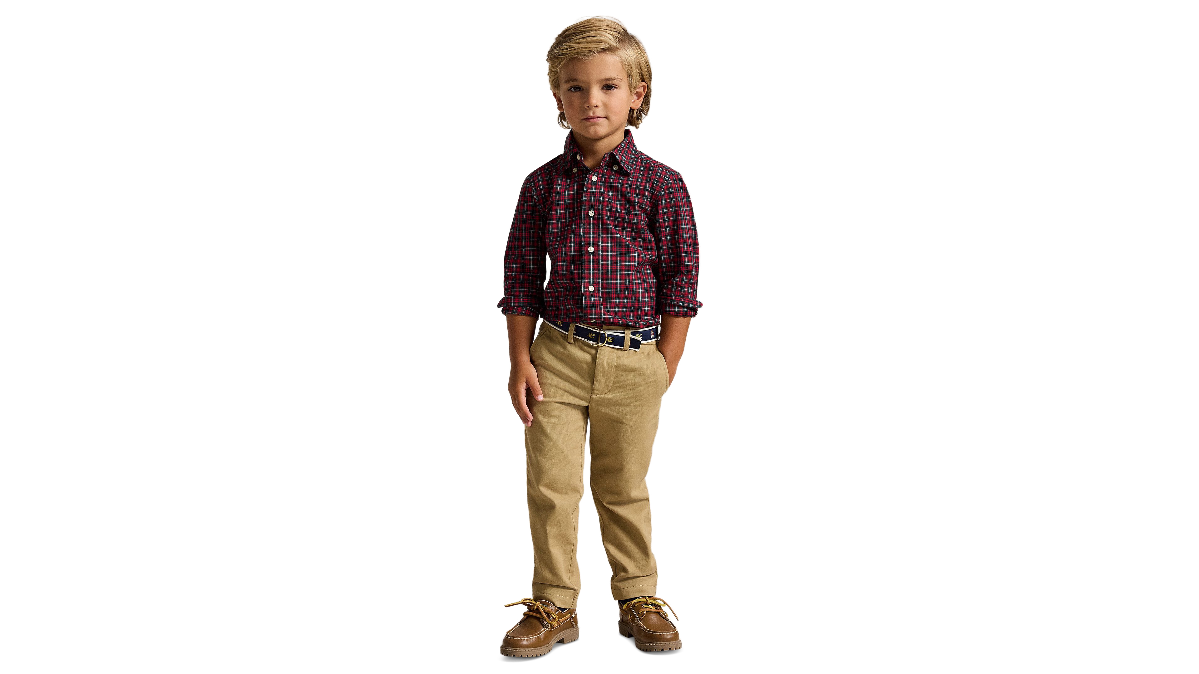 Polo Ralph Lauren Boys' 2T-7 Plaid Long-Sleeve Shirt, Pants and Belt, 3-Piece Set