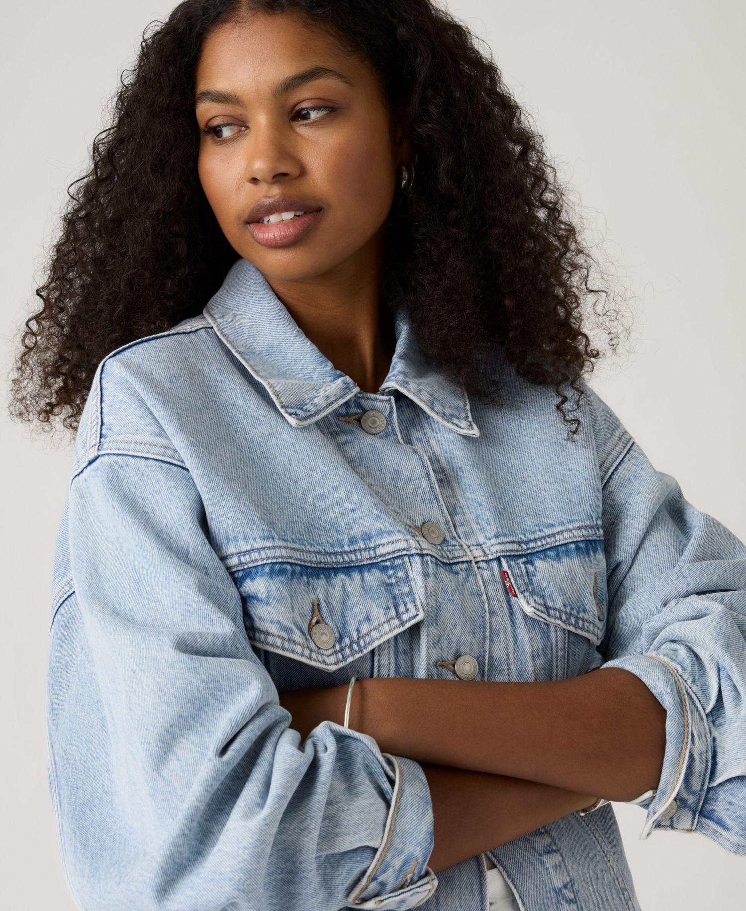 Plus Size '90s Cotton Denim Trucker Jacket