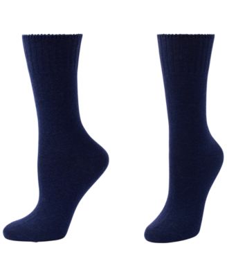 Women's Cashmere-Blend Ribbed-Welt Crew Socks