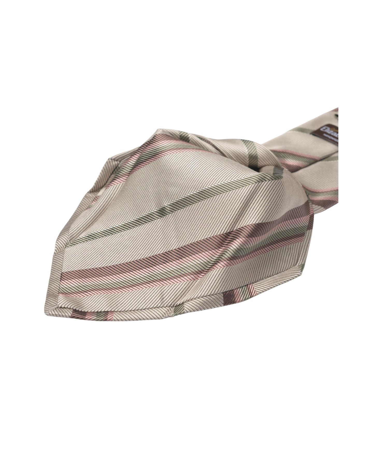 Мужские галстуки Elizabetta Lugano Extra Long Silk Jacquard Stripe Tie, цвет: Миндальный бежевый — фото 3