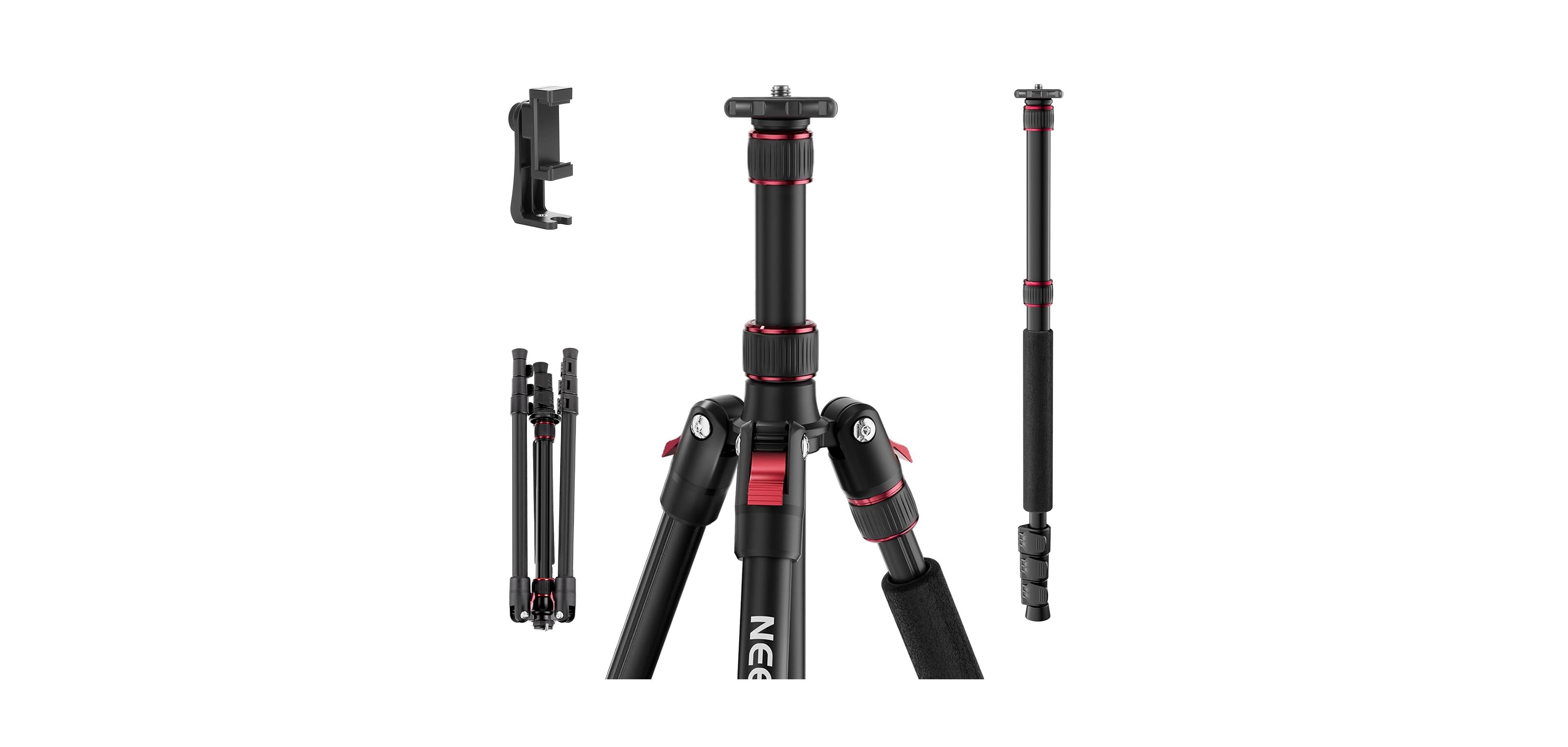 Lamicall Aluminum Tripod and Monopod Convertible Adjustable Phone Holder for Cameras and Smartphones