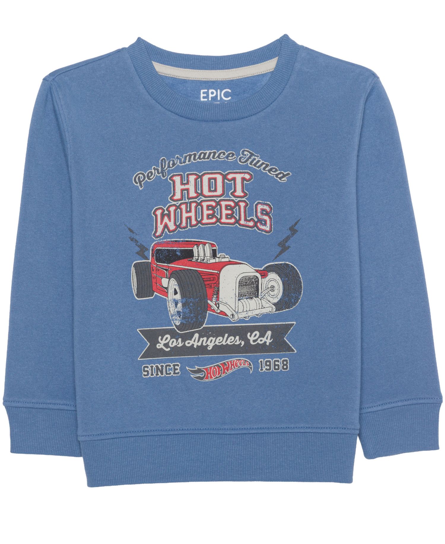 Boys' 12M-5T Hot Wheels Graphic Crewneck Long-Sleeve Sweatshirt and Pants, 2-Piece Set
