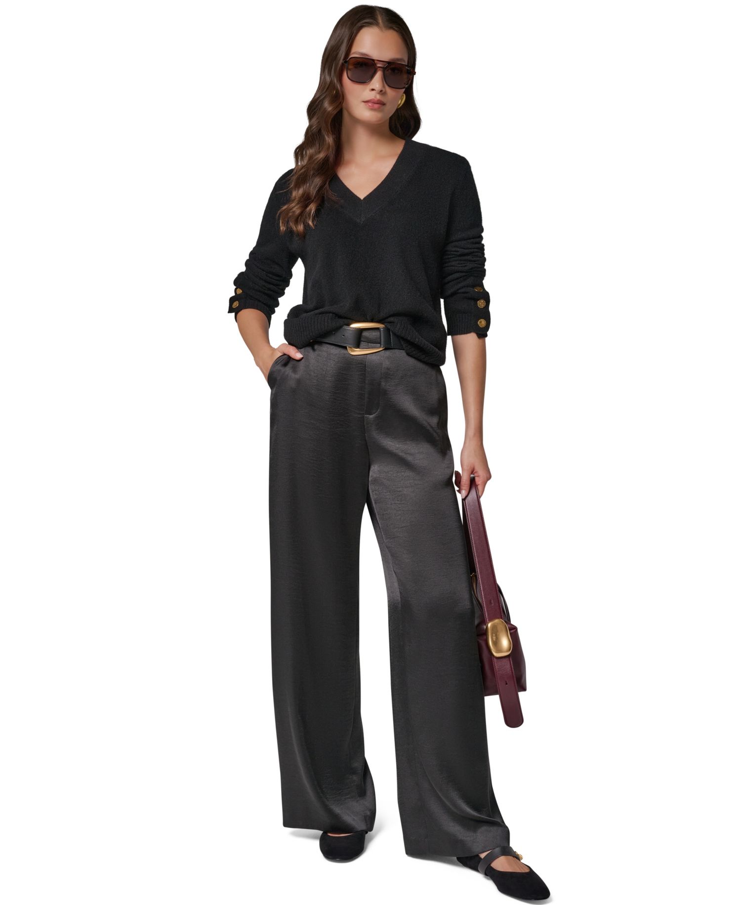 Women's Cashmere Long-Sleeve V-Neck Sweater