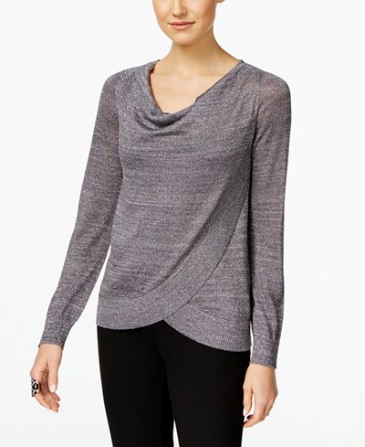 INC International Concepts Draped Metallic Sweater, Only at Macy's