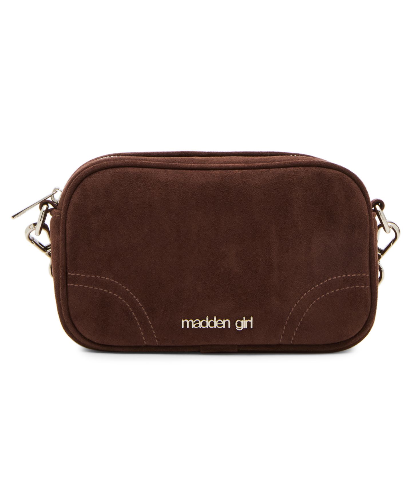 Женская сумка Madden Girl Faux Suede Small Adjustable Strap Crossbody Camera, цвет: Тёмный коричневый — фото 1