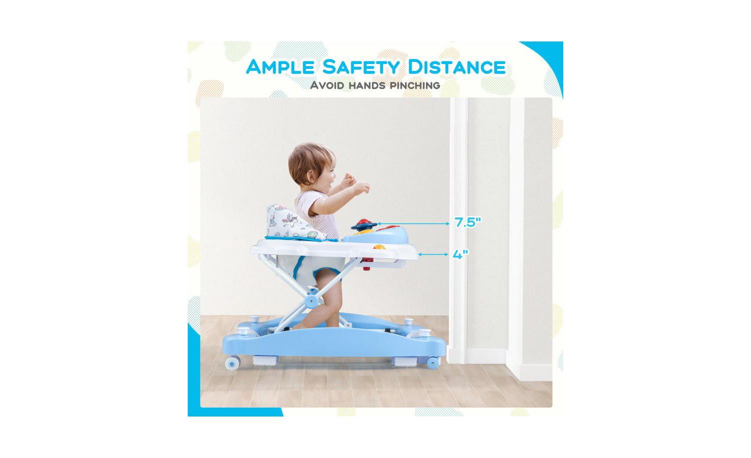 Foldable 6 in 1 Baby Walker with Adjustable Height for Infant Mobility and Play