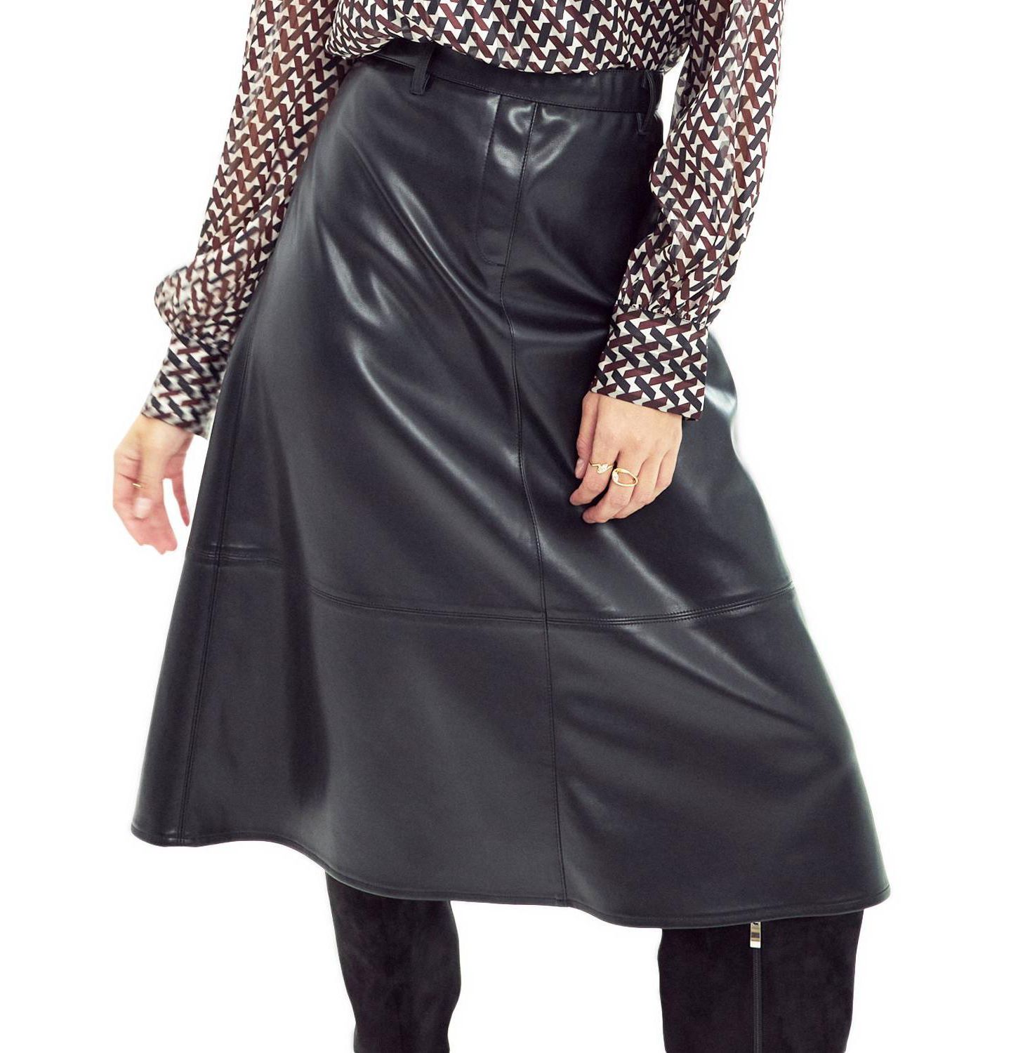Женская юбка ELLE Collection Faux Leather, цвет: Чёрный — фото 3