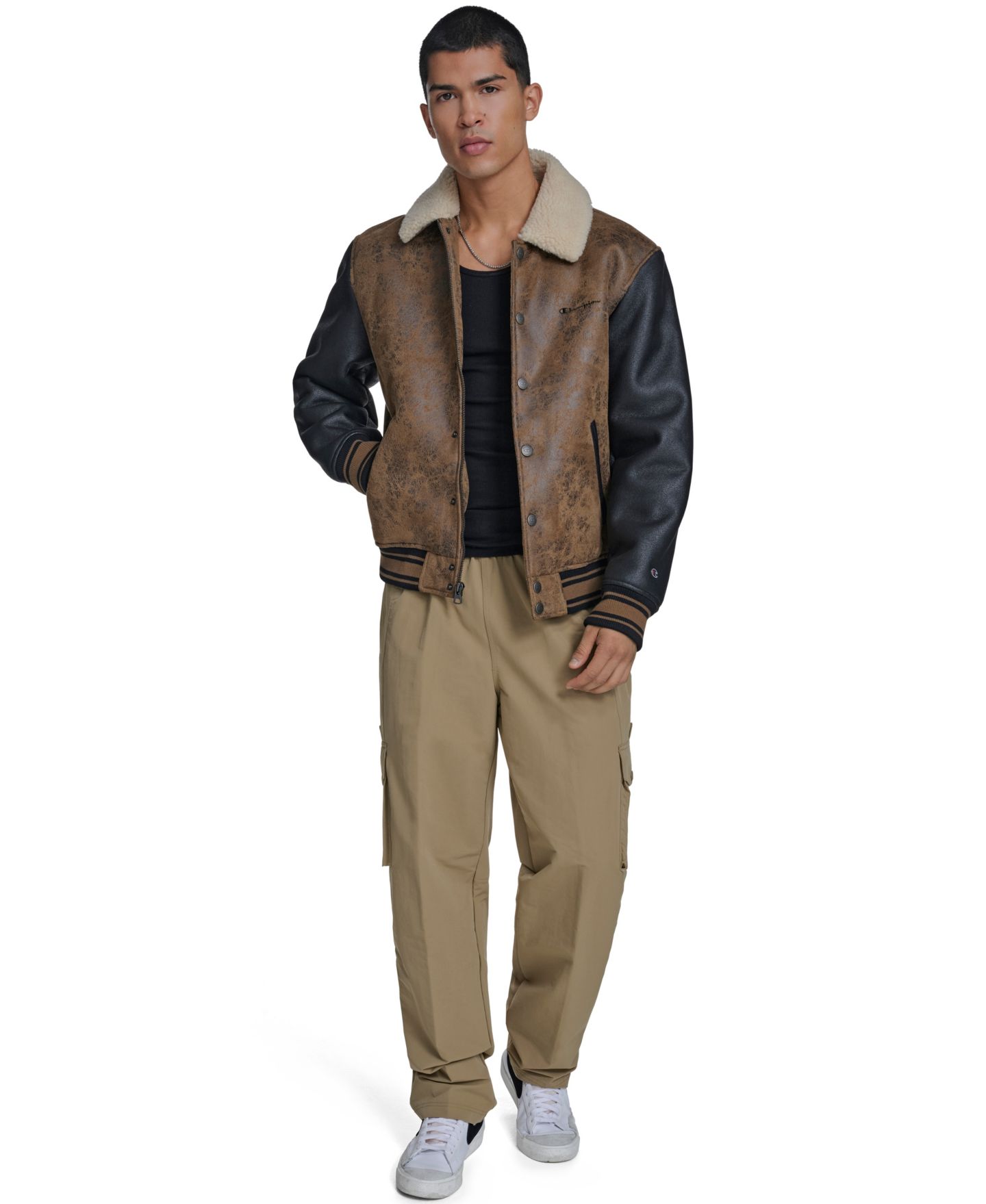 Мужская куртка Champion Faux Shearling Varsity, цвет: Винтажный коричневый — фото 2