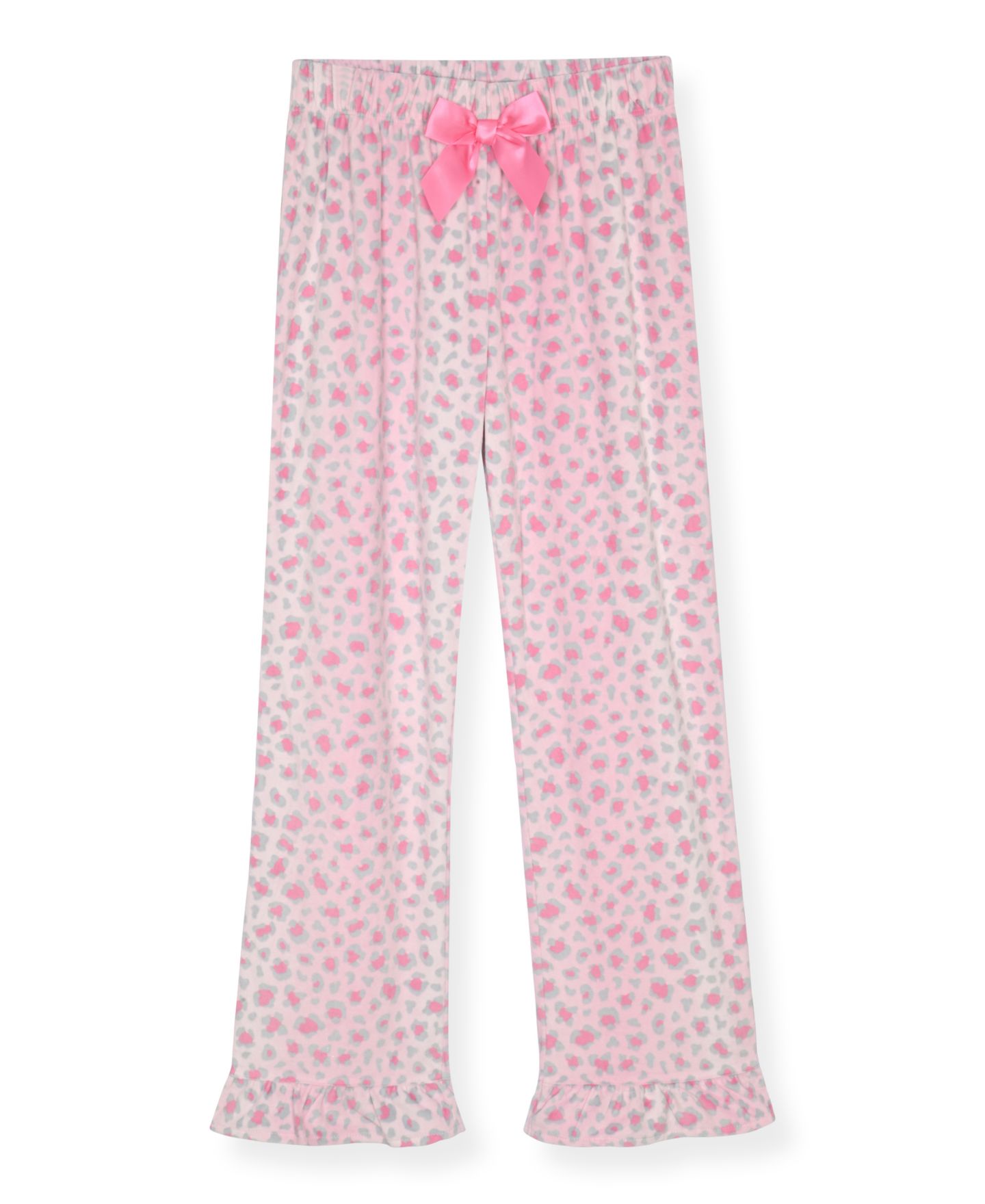 Max & Olivia Girls' 5-16 Velour Print Long-Sleeve Ruffle-Trim Pajama and Scrunchie, 3-Piece Set, цвет: Розовый — фото 3
