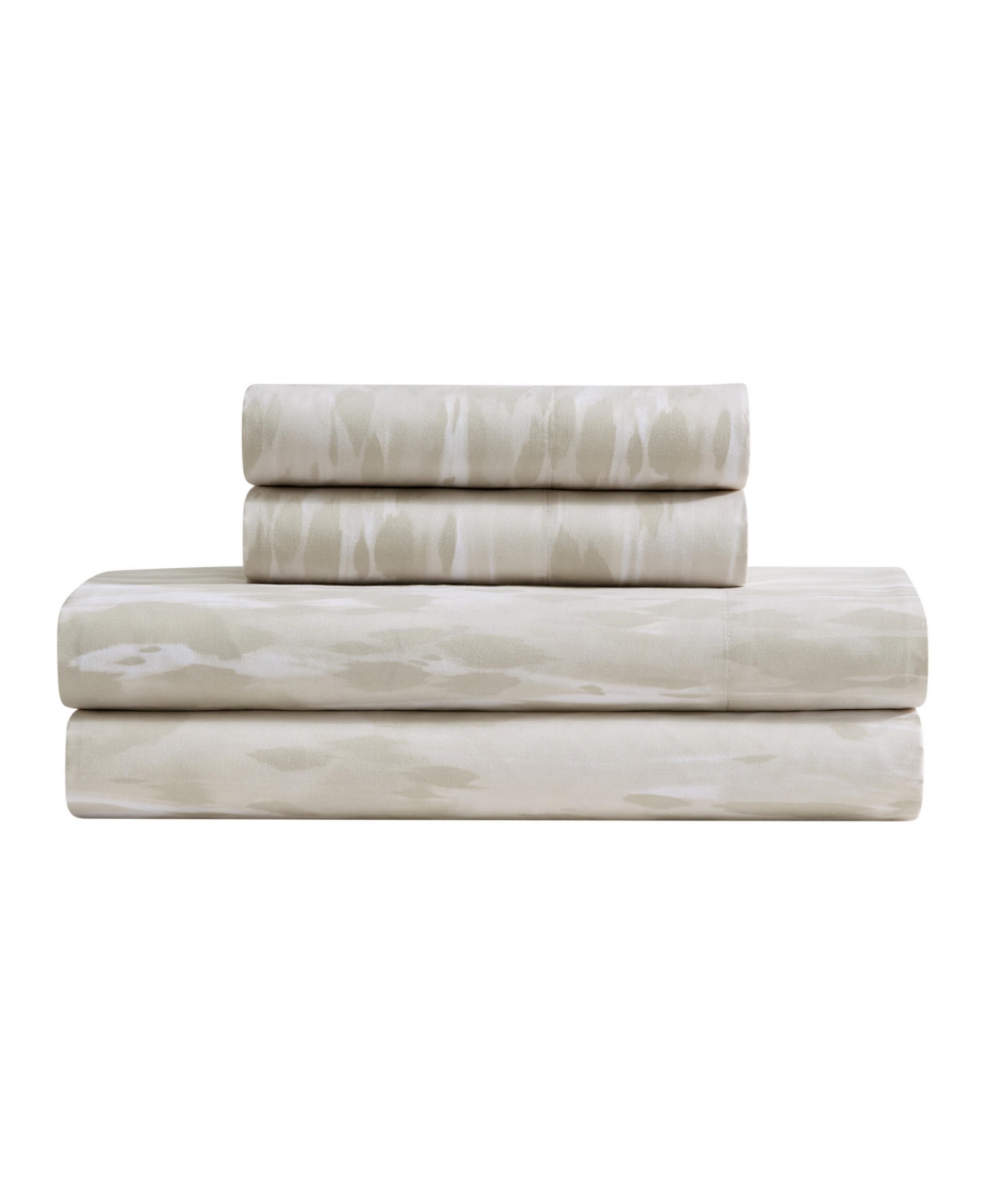 Kenneth Cole New York Abstract Animal Washed Microfiber 4 Piece Sheet Set, King - Medium Beige