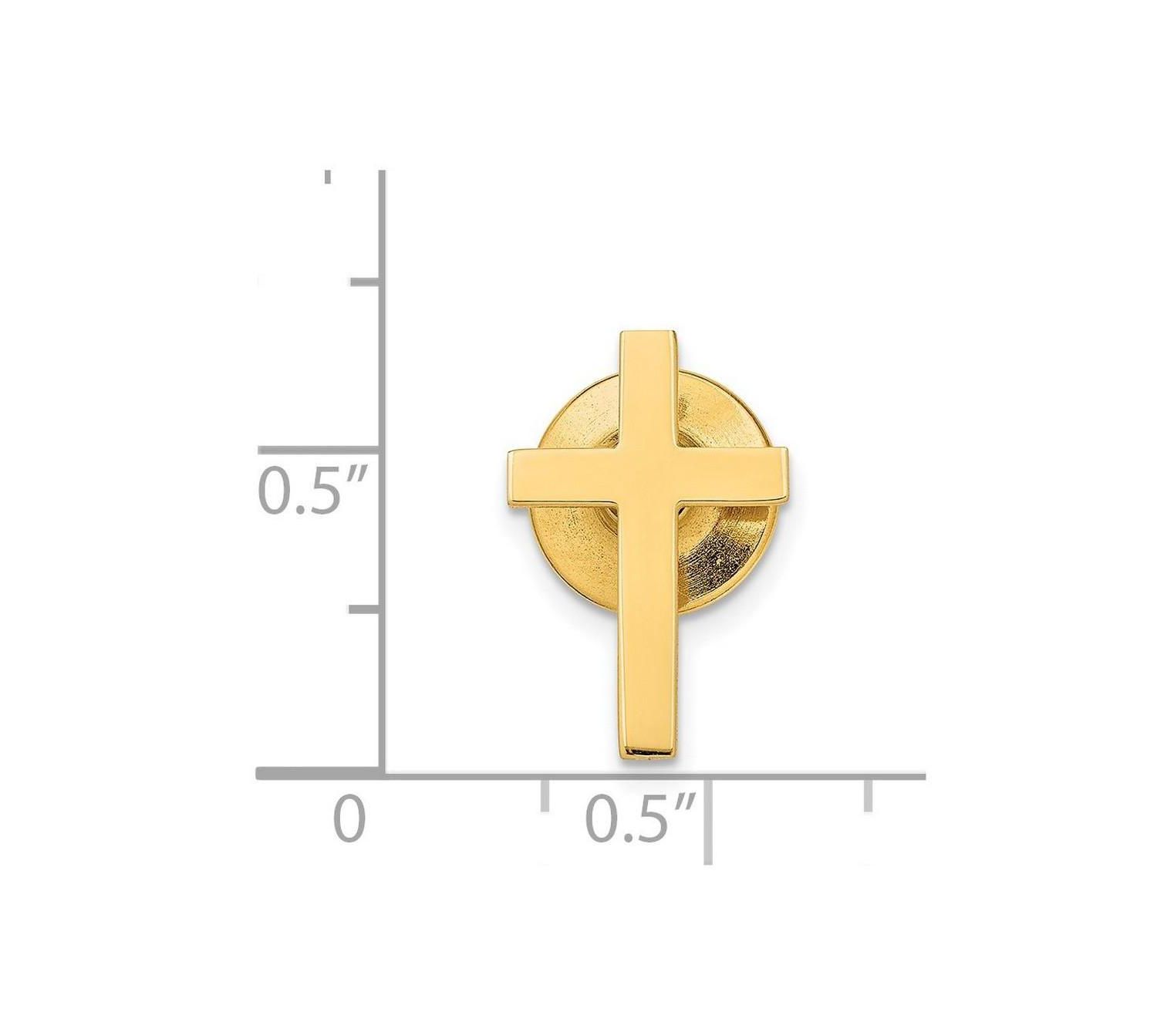 Solid 14k Yellow Gold Squared Polished Cross Tie Tack for Men