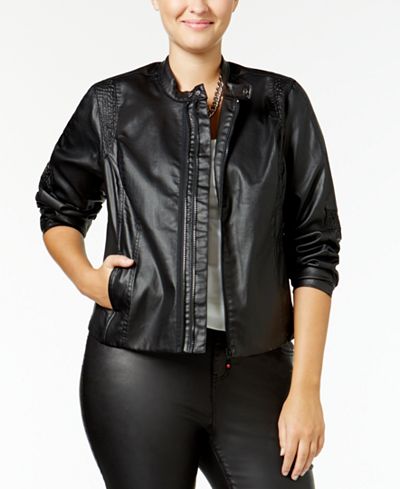 MBLM by Tess Holliday Trendy Plus Size Faux-Leather Jacket