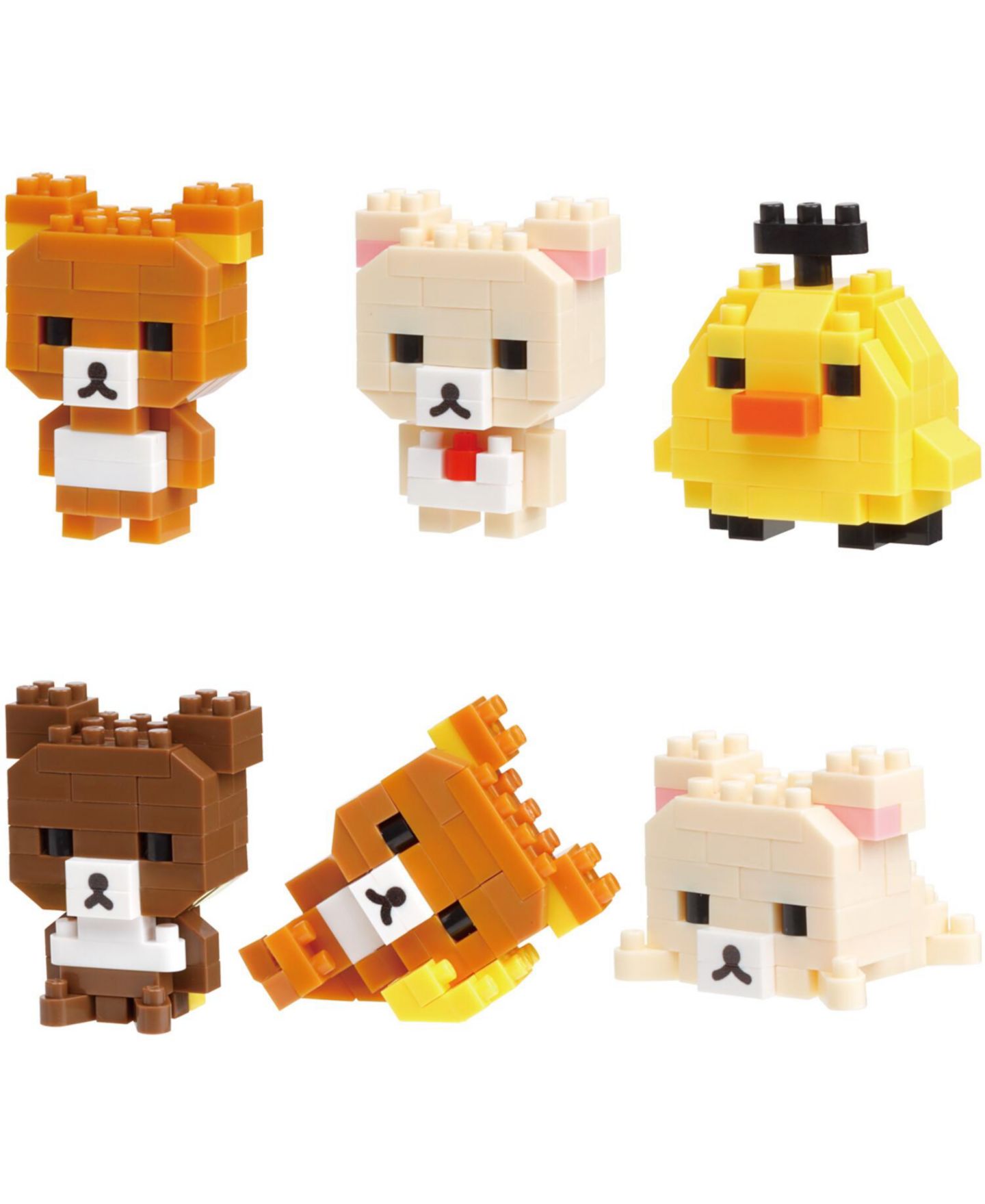 Фигурки Bandai Nanoblock Rilakkuma Mininano в закрытых коробках, набор из 6 шт., от 12 лет — фото 1