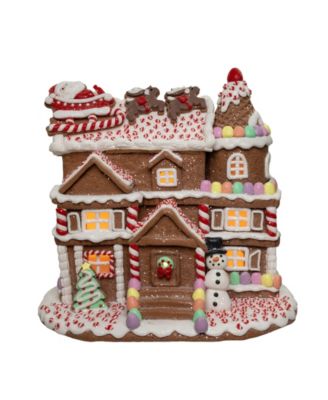10-Inch Pre-Lit Gingerbread House With Santa