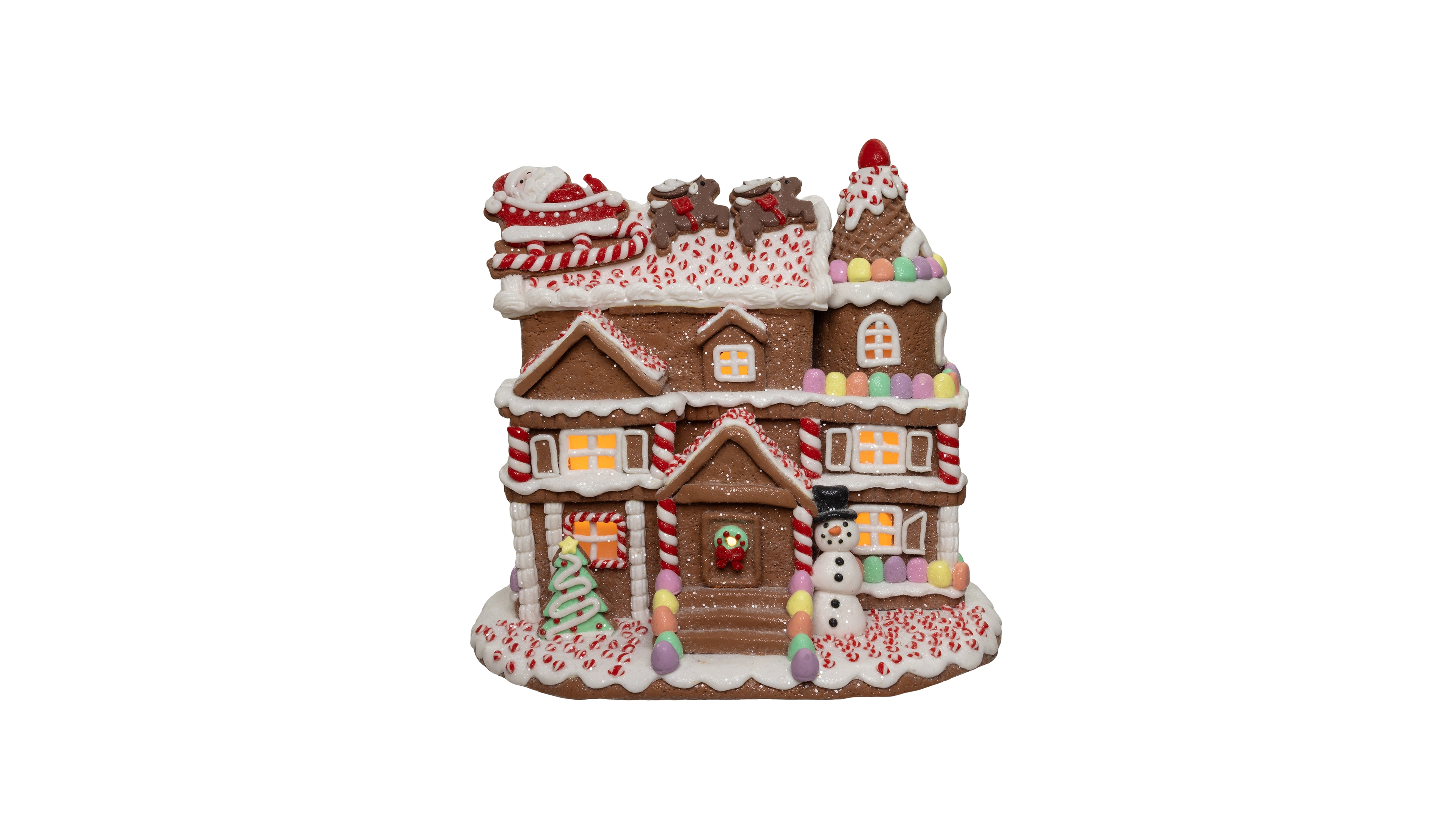 Kurt Adler 10-Inch Pre-Lit Gingerbread House With Santa