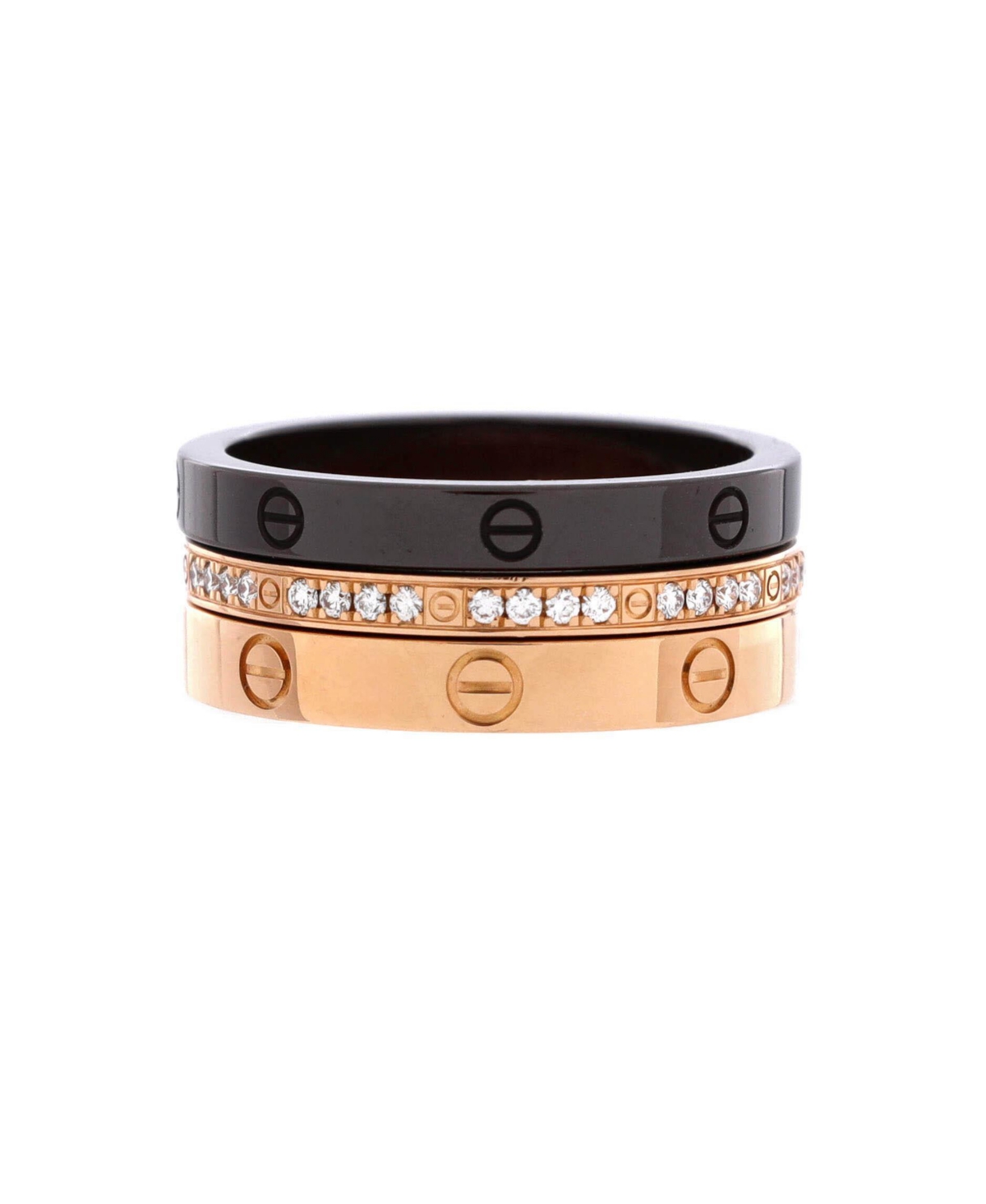 Pre-Owned Cartier Love Band 3 Ring Set - 18k rose gold
