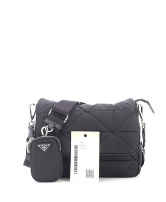 Padded Flap Shoulder Bag Quilted Tessuto
