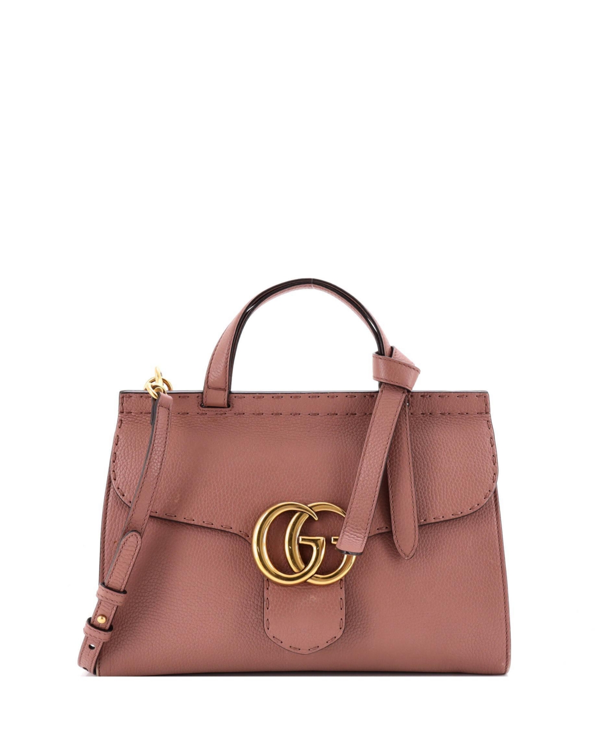 Pre-Owned Gucci Small Gg Marmont Top Handle Bag Leather - Pink