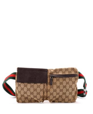 Vintage Double Belt Bag GG Canvas with Leather, Small