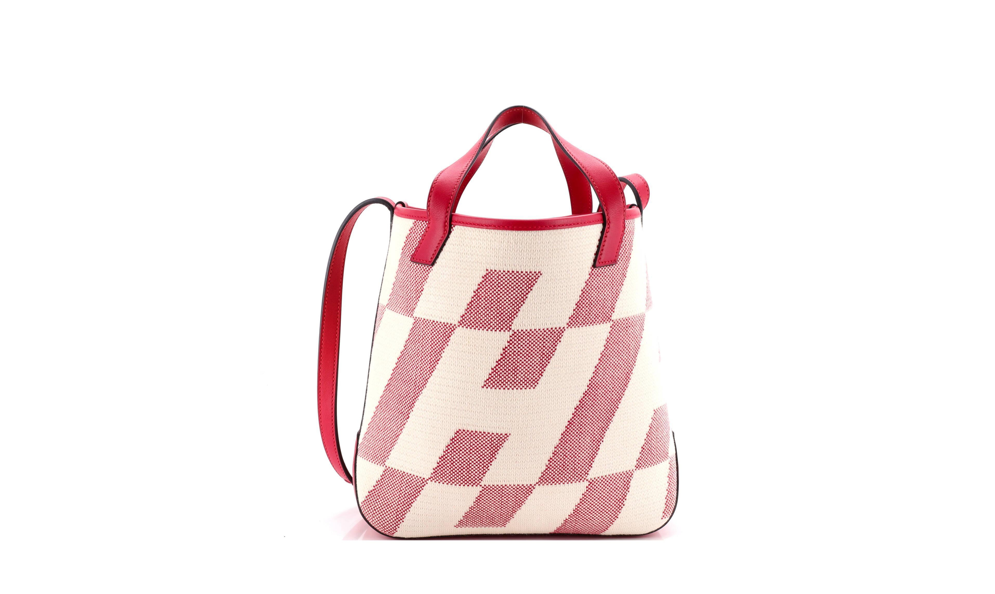 Pre-Owned HERMES 27 Cabas H en Biais Canvas with Leather Tote