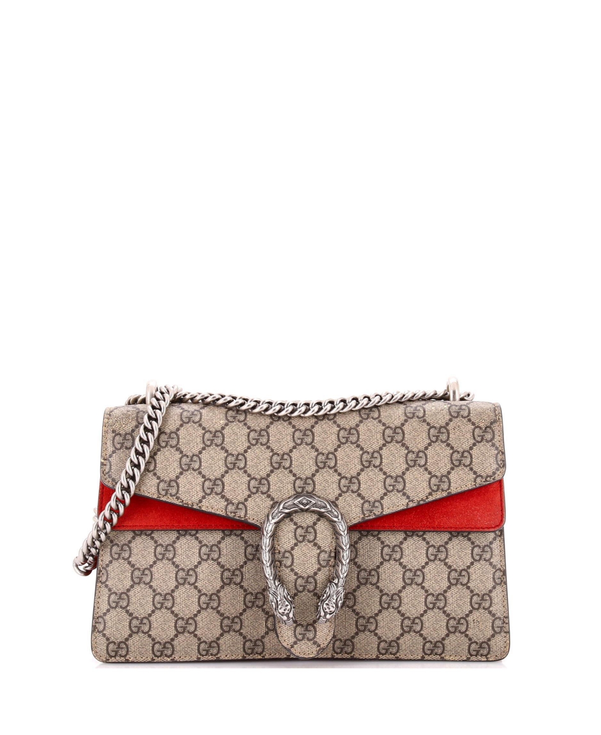 Pre-Owned Gucci Small Dionysus Bag Gg Coated Canvas - Red