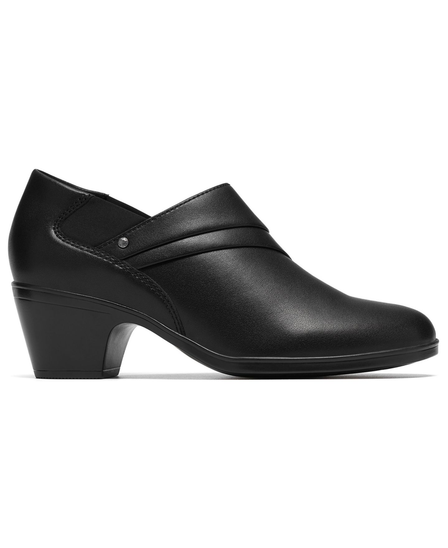 Женские туфли Clarks Emily2 London Block Heel Round Toe Leather Shooties, цвет: Чёрный кожаный — фото 2