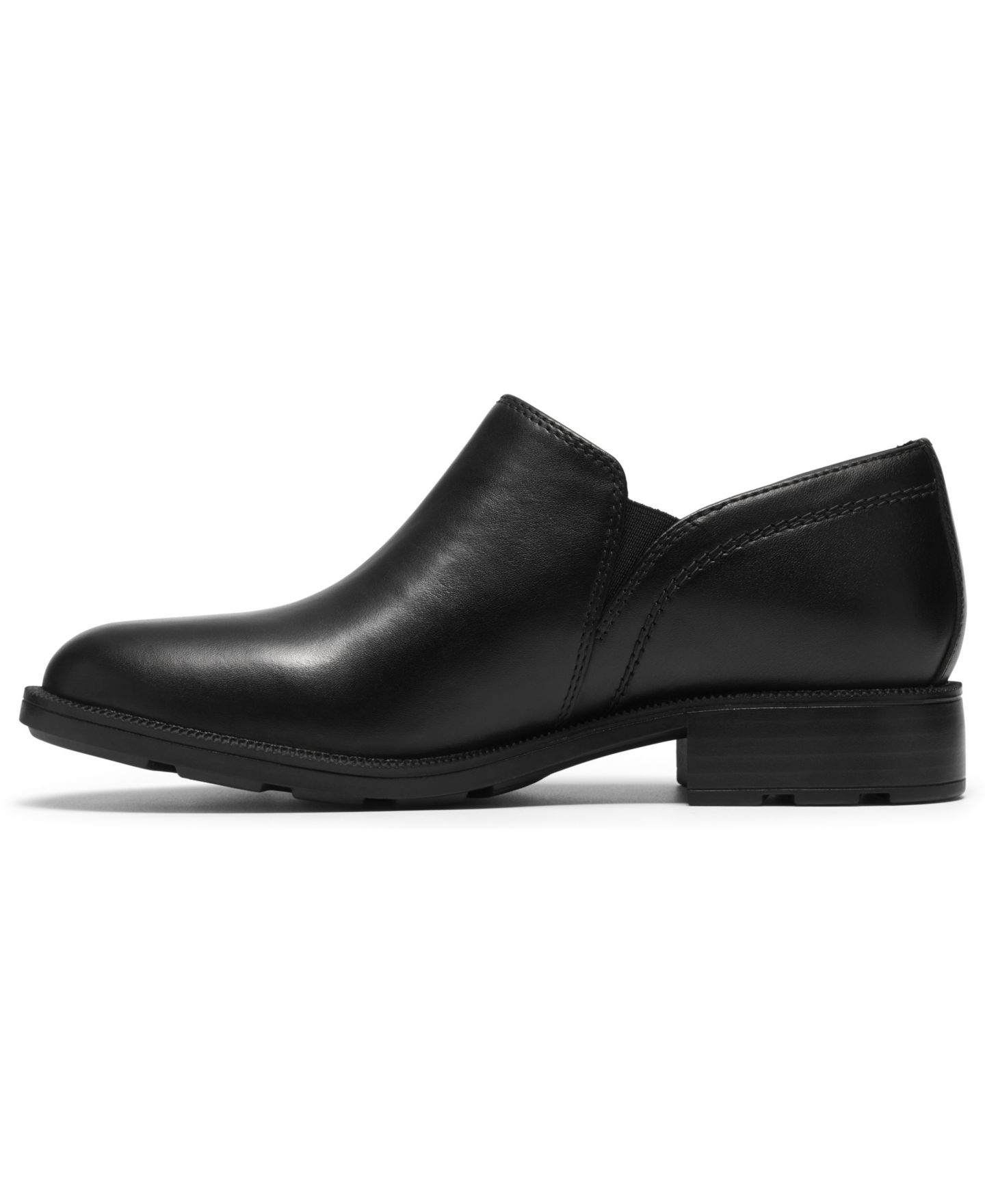 Женские ботинки Clarks Adalynn Bay Leather Round Toe Lug-Sole Shooties, цвет: Чёрный кожаный — фото 6