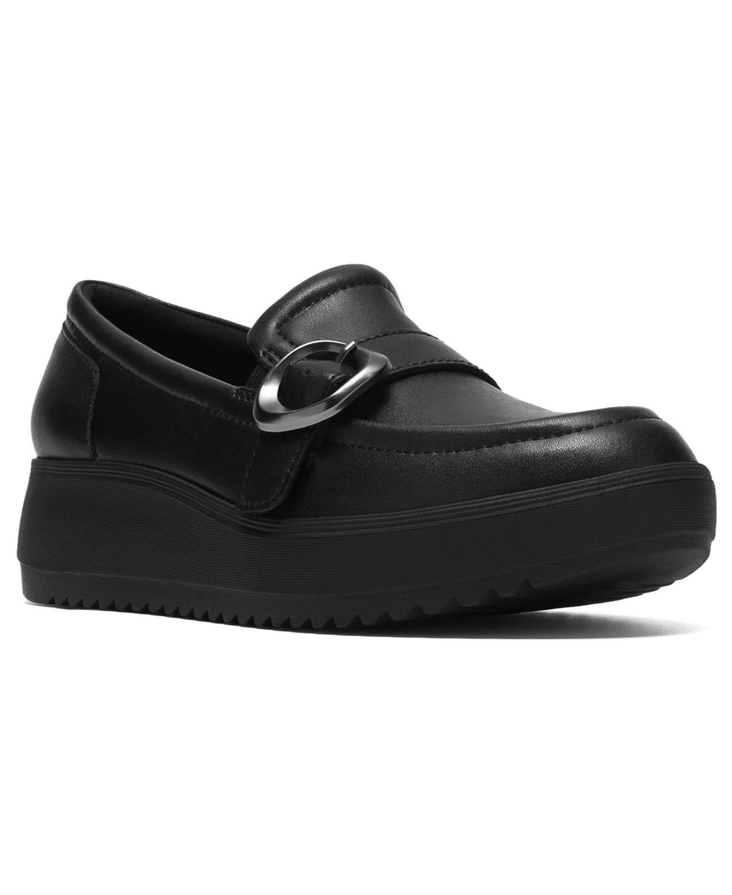 Женские туфли Clarks Zylah Vine Platform Round Toe, цвет: Чёрный кожаный — фото 1
