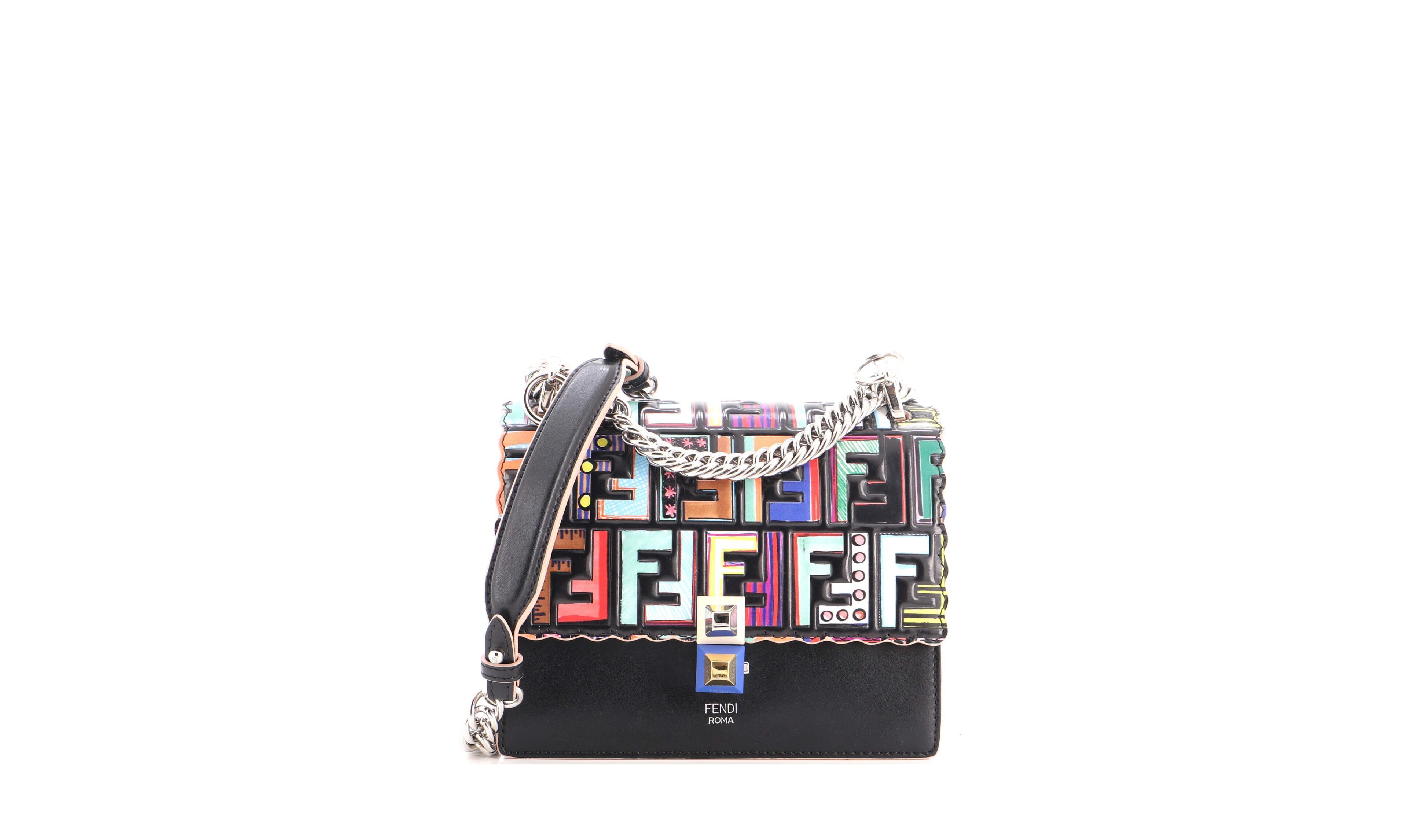 Pre-Owned Fendi Kan I Small Zucca Embossed Leather Shoulder Bag