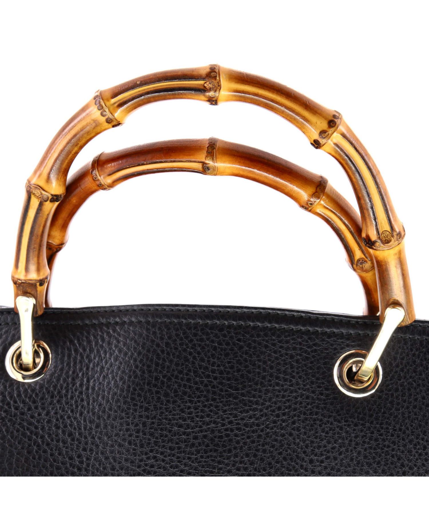 Large Bamboo Shopper Tote Leather