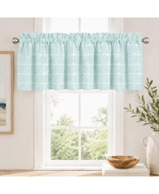 Country Farmhouse Buffalo Plaid Aqua Rod Pocket Window Valance