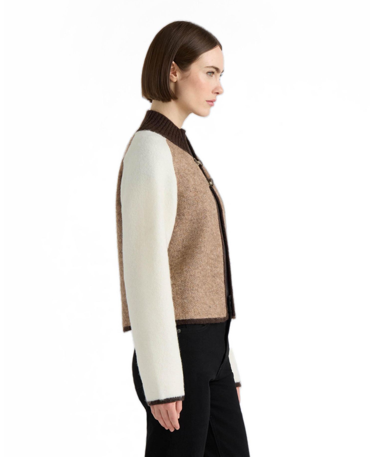 Women's Hunter Mock Neck Snaffle Buckle Closure Cardigan
