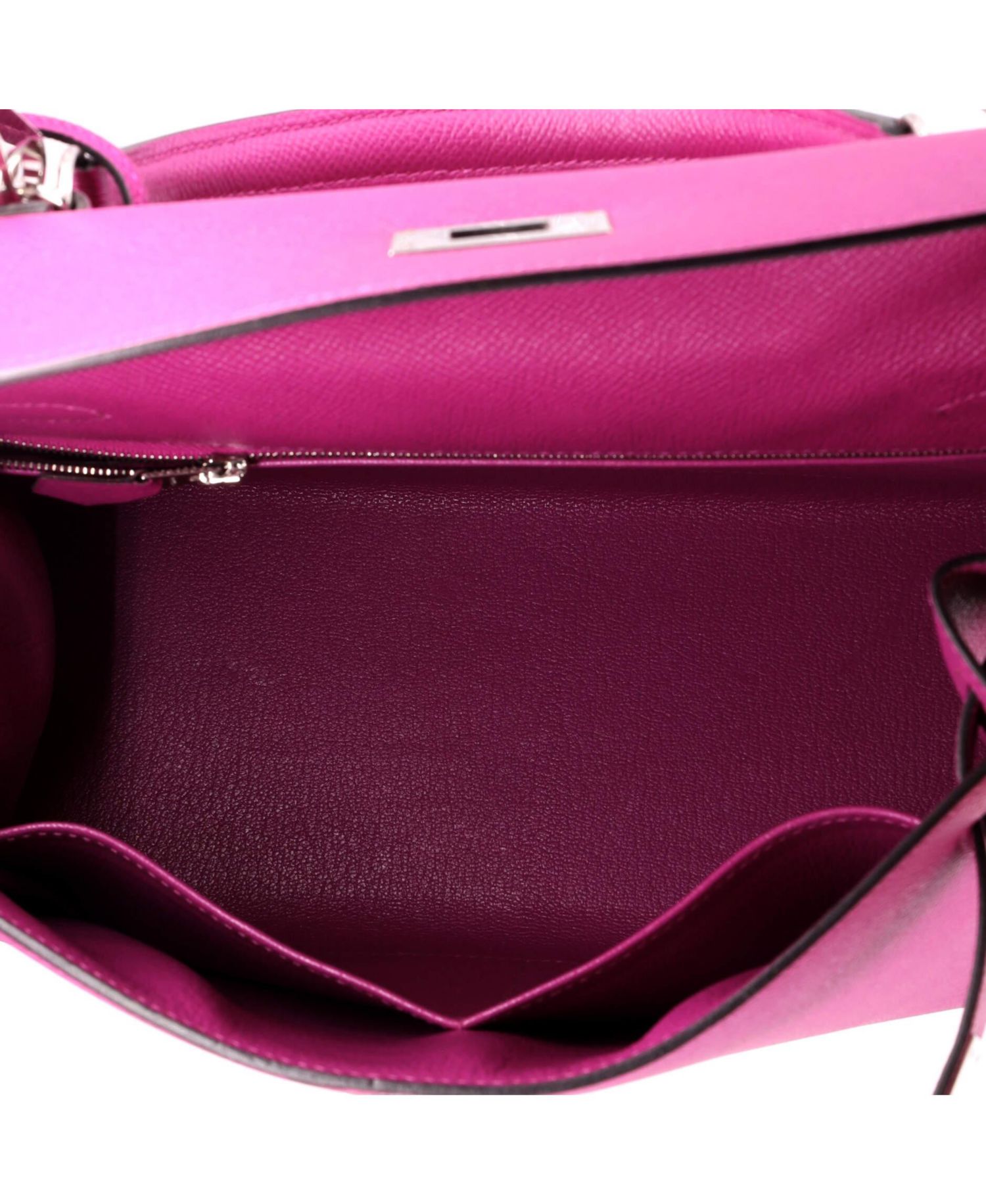 Pre-Owned Hermes Kelly 28 Handbag Pink Epsom with Palladium Hardware