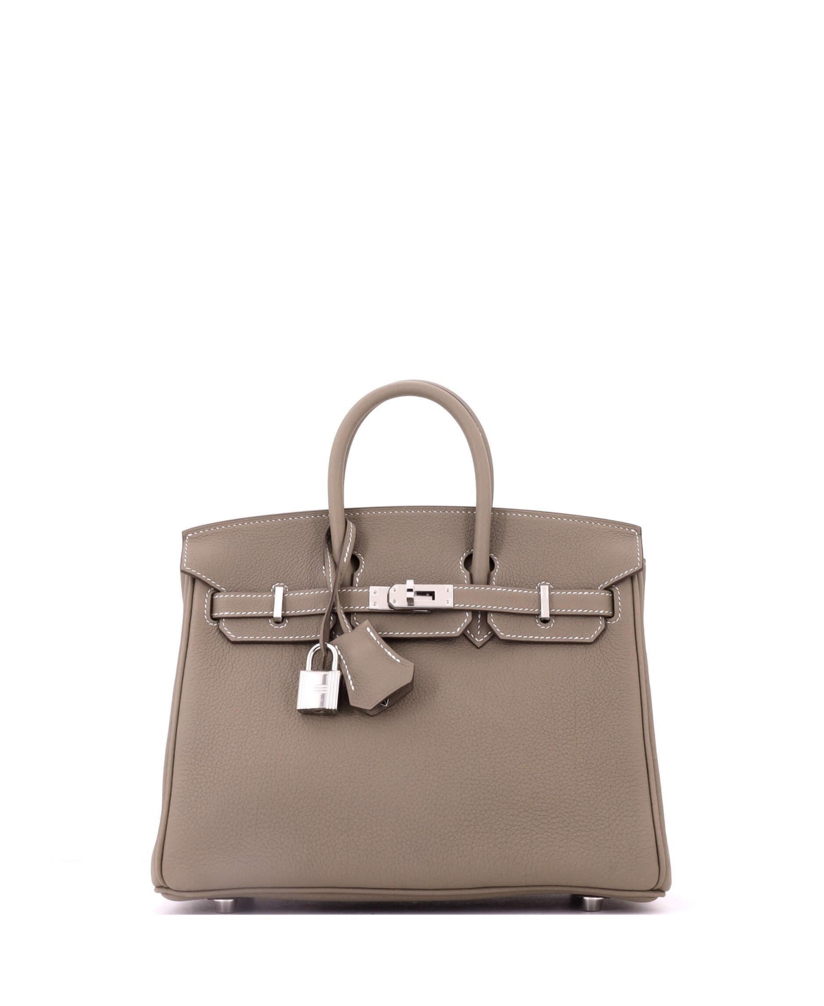 Pre-Owned Hermes Birkin 25 Handbag Grey Togo with Palladium Hardware - Grey