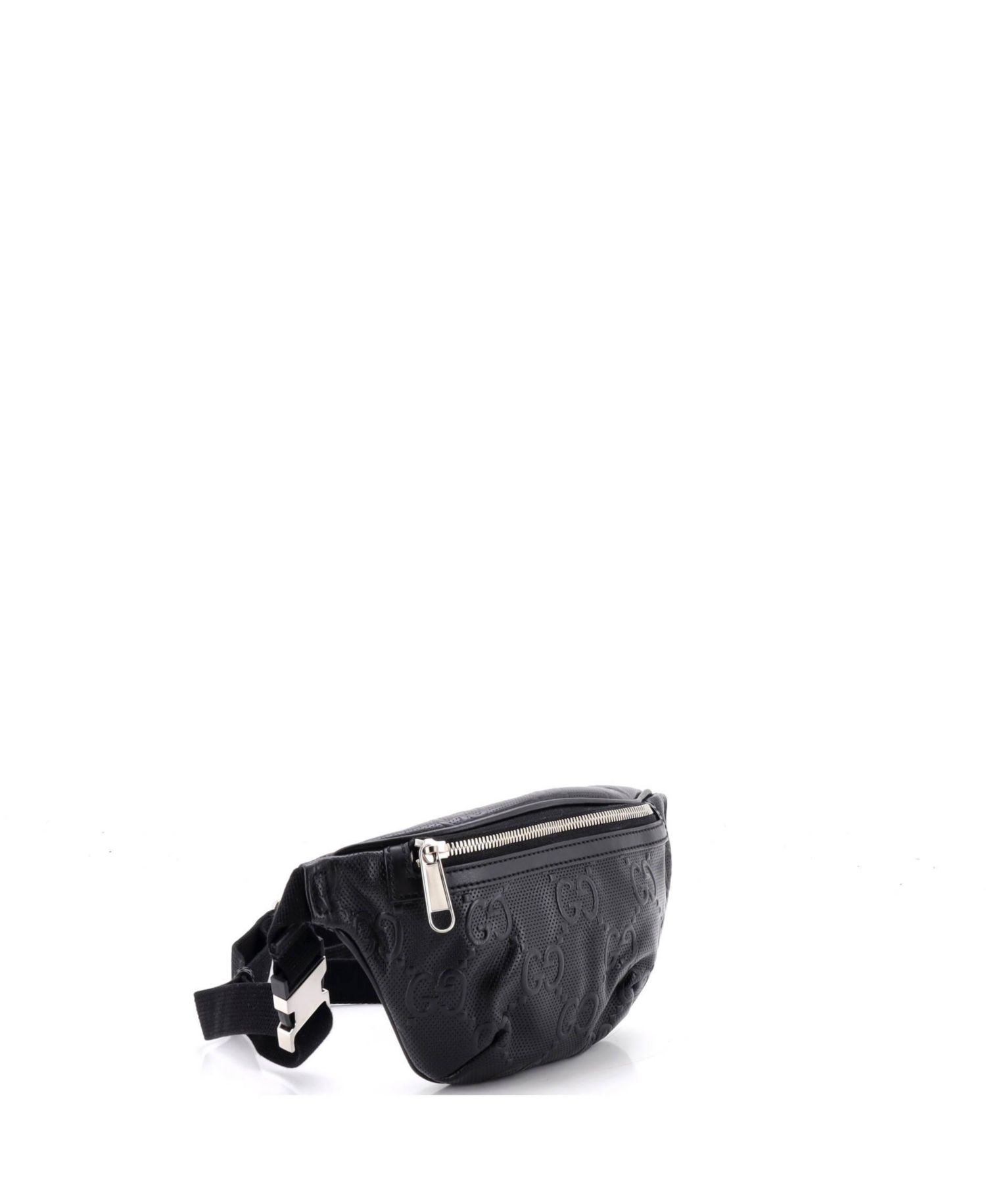 Small GG Embossed Perforated Adjustable Leather Belt Bag