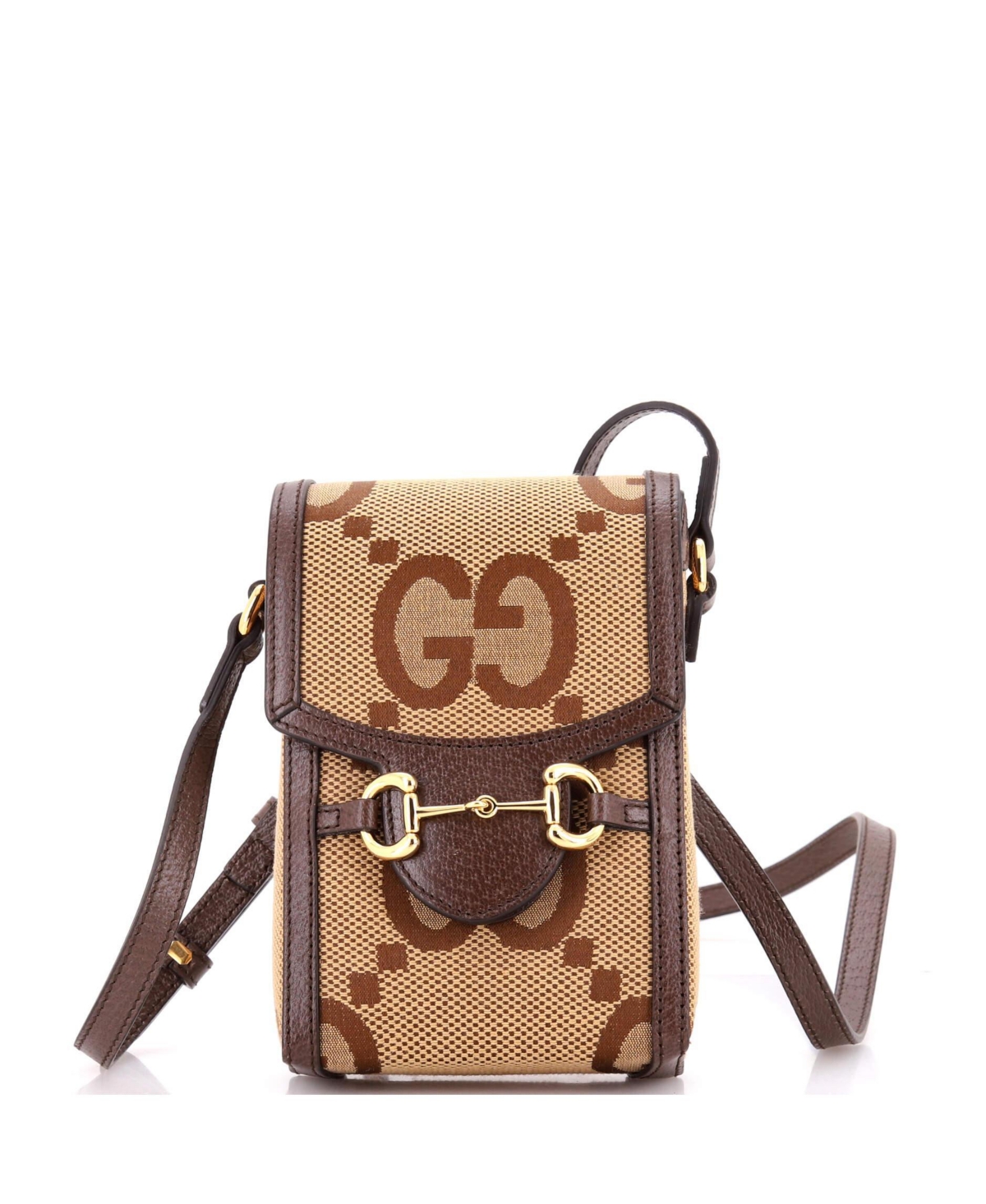 Pre-Owned Gucci Mini Horsebit 1955 Crossbody Bag Jumbo Gg Canvas