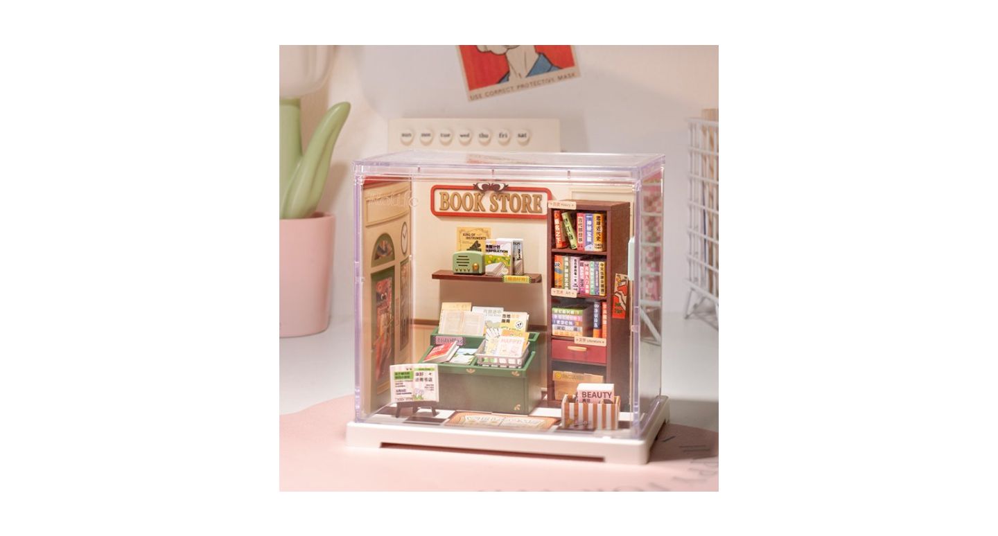 Конструктор Robotime Memory Book Store, модульное здание с акриловым кейсом, от 8 лет, цвет: Зелёный — фото 1