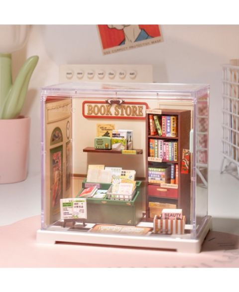 Конструктор Robotime Memory Book Store, модульное здание с акриловым кейсом, от 8 лет, цвет: Зелёный