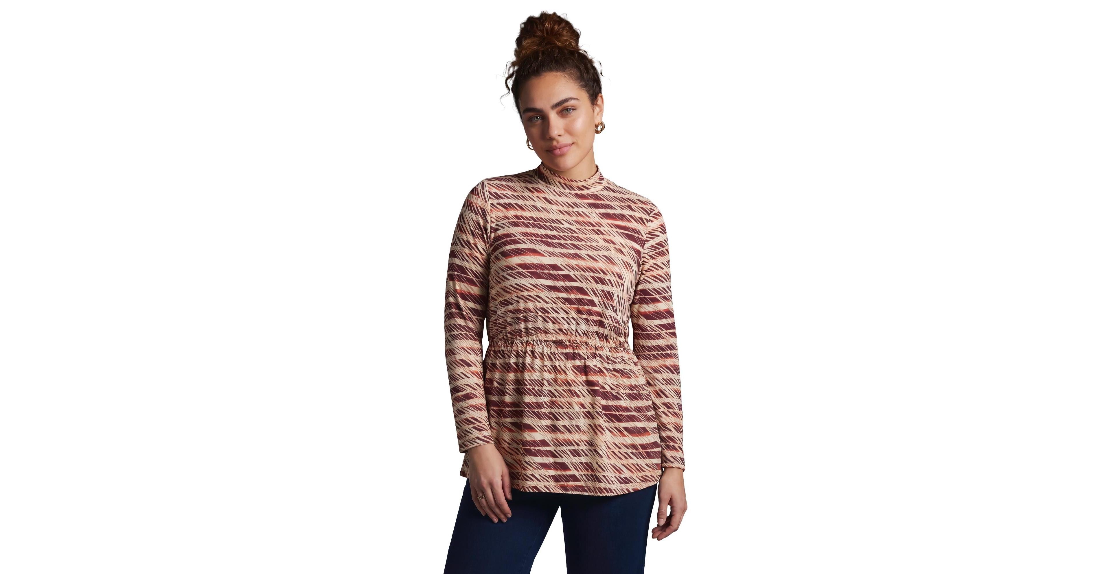 Avenue Plus Flowly Asymmetric-Hem Peplum Top