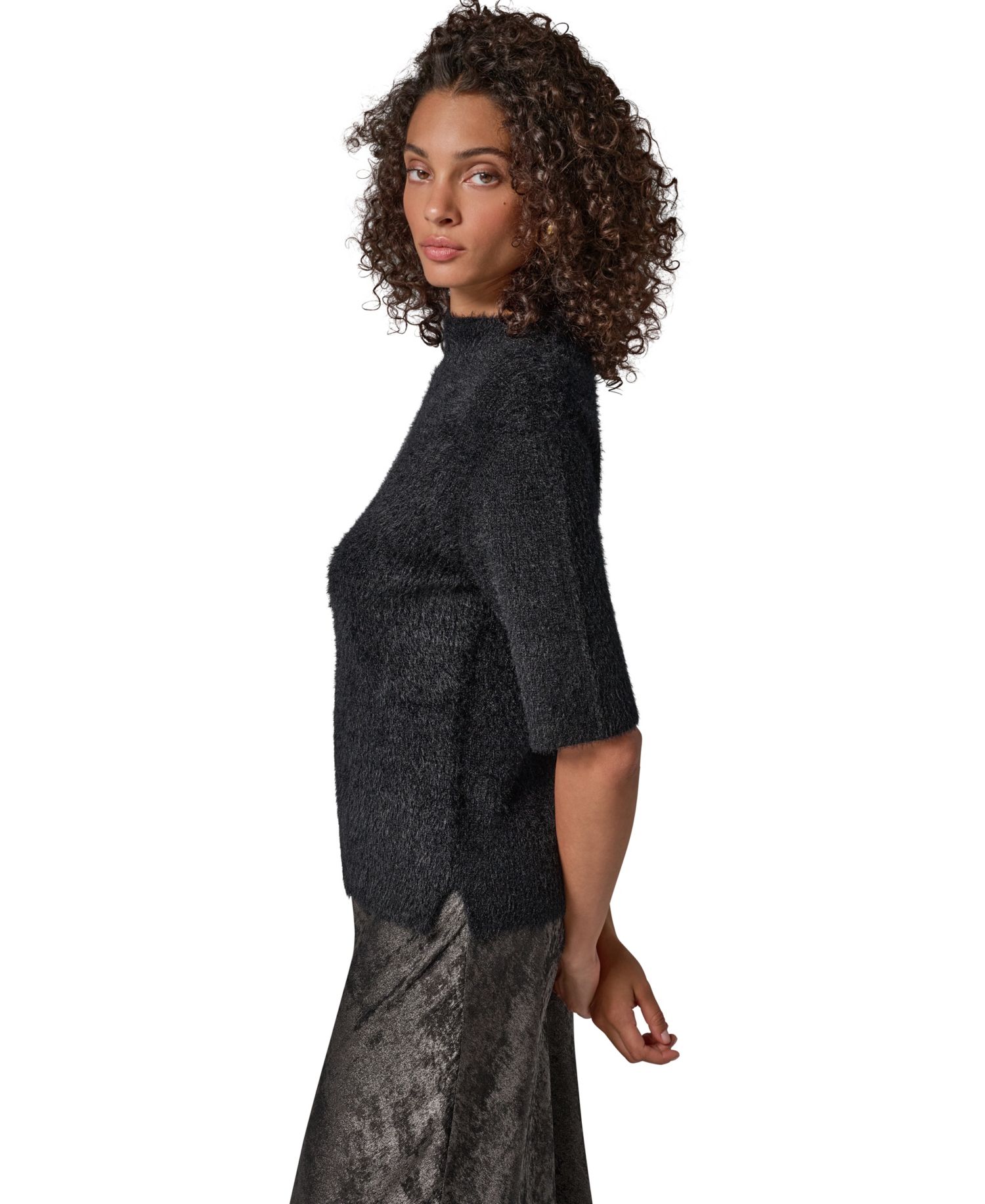 Women's Short-Sleeve Mock Neck Sweater
