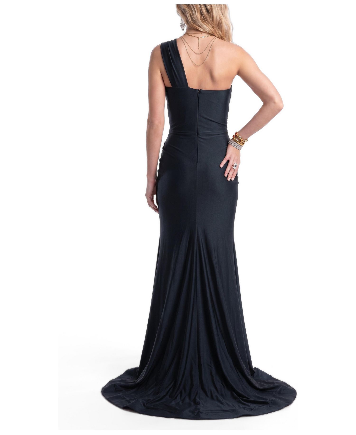 Women's One-Shoulder Ruched Mermaid Evening Gown