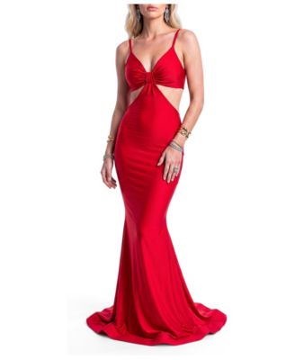 Women's Plunging V-Neckline Cutout Mermaid Gown