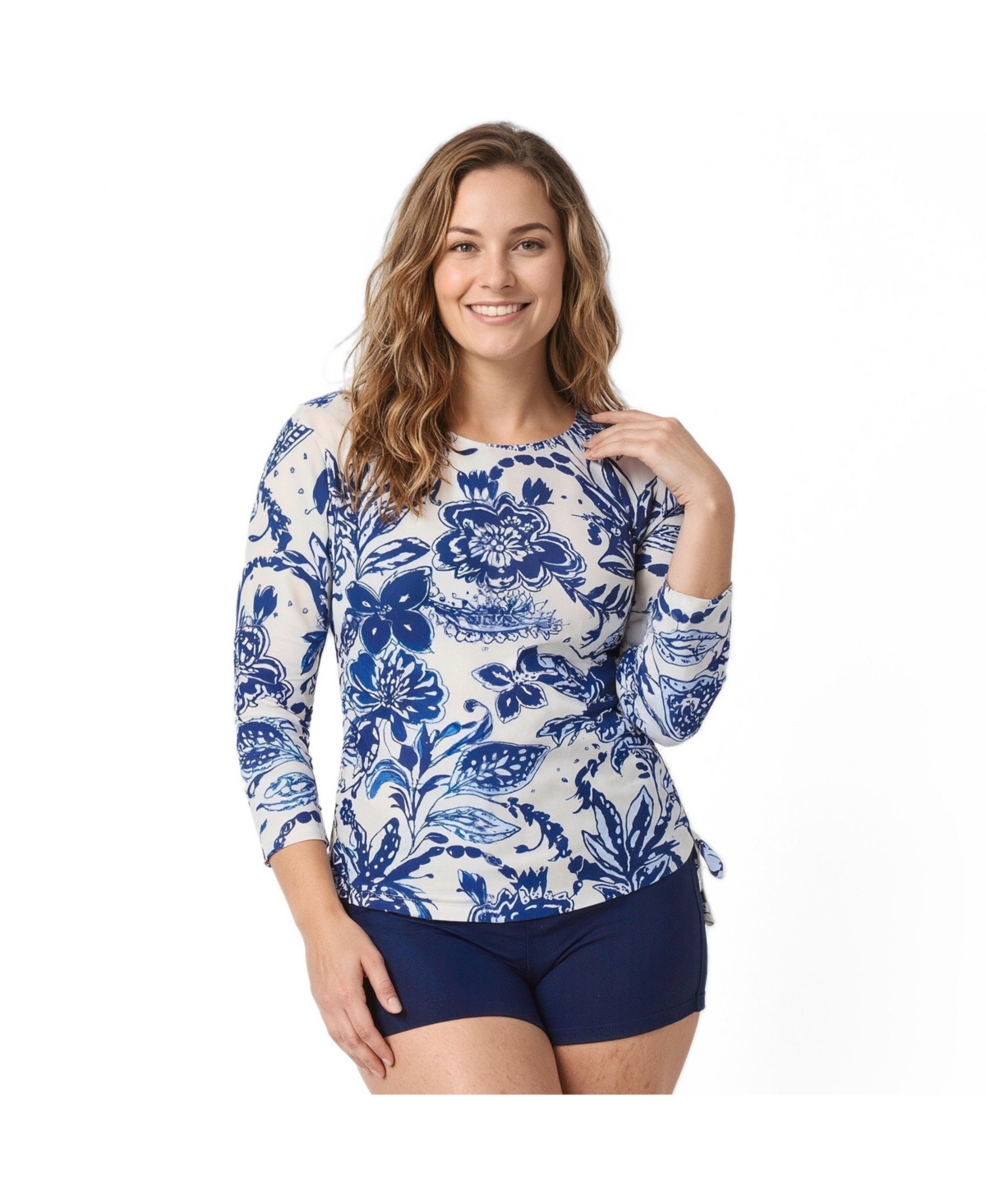 Calypsa Plus Size Margaux Swim Top - Blue riveira