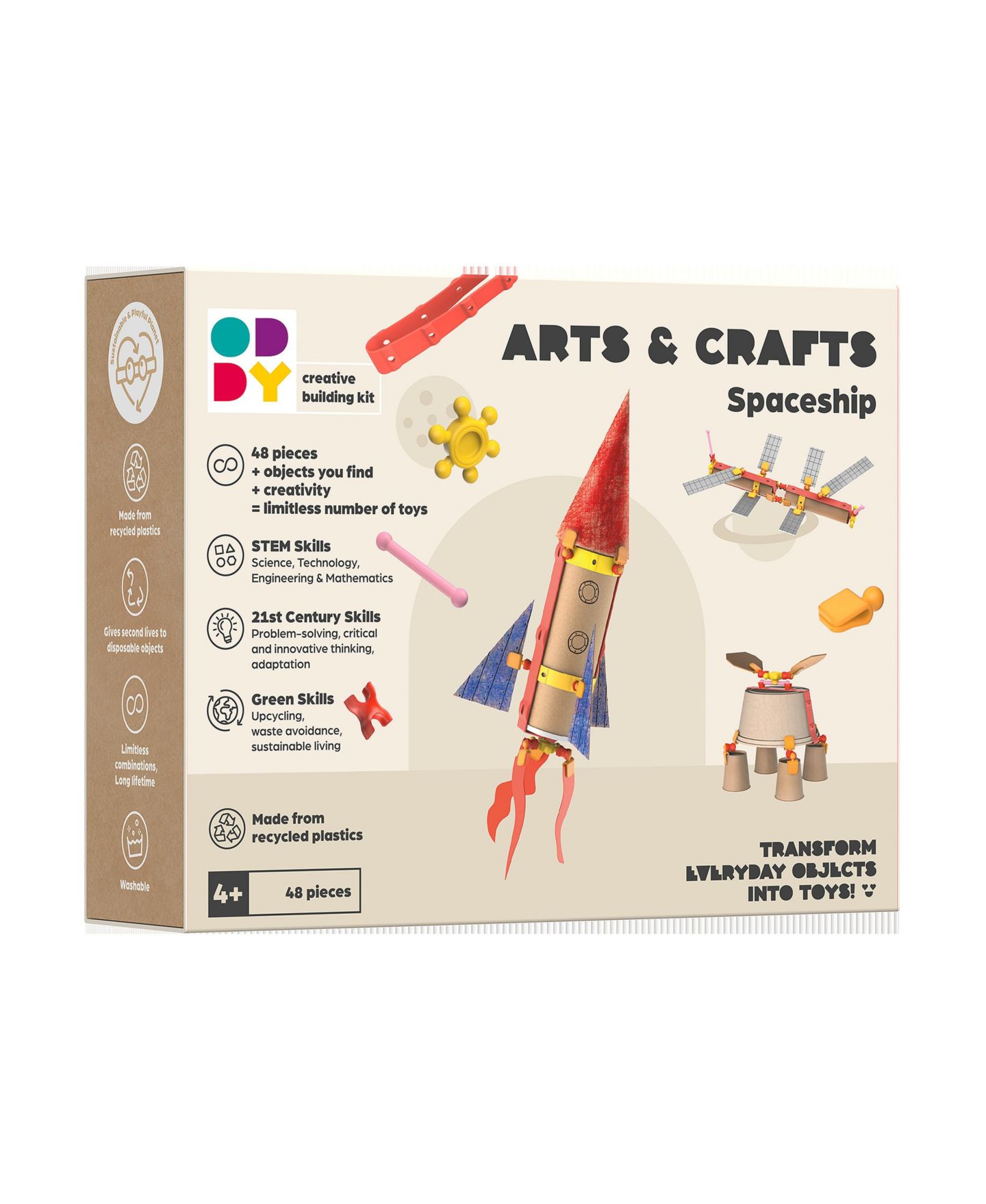 Детский конструктор Oddy Spaceship Arts and Crafts 48-Piece Building Kit, Ages 4+ — фото 1