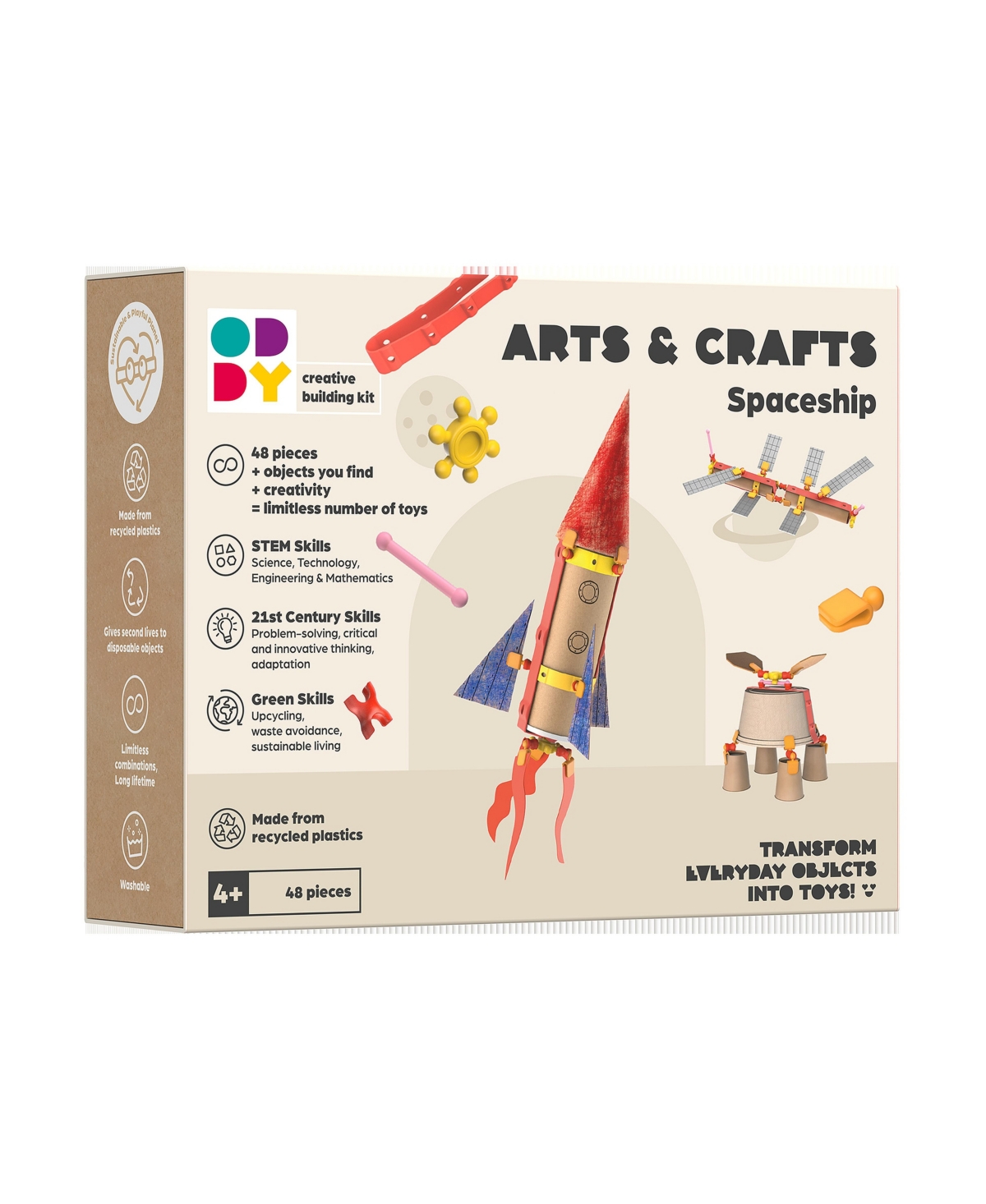 Oddy Spaceship Arts and Crafts 48-Piece Building Kit, Ages 4+