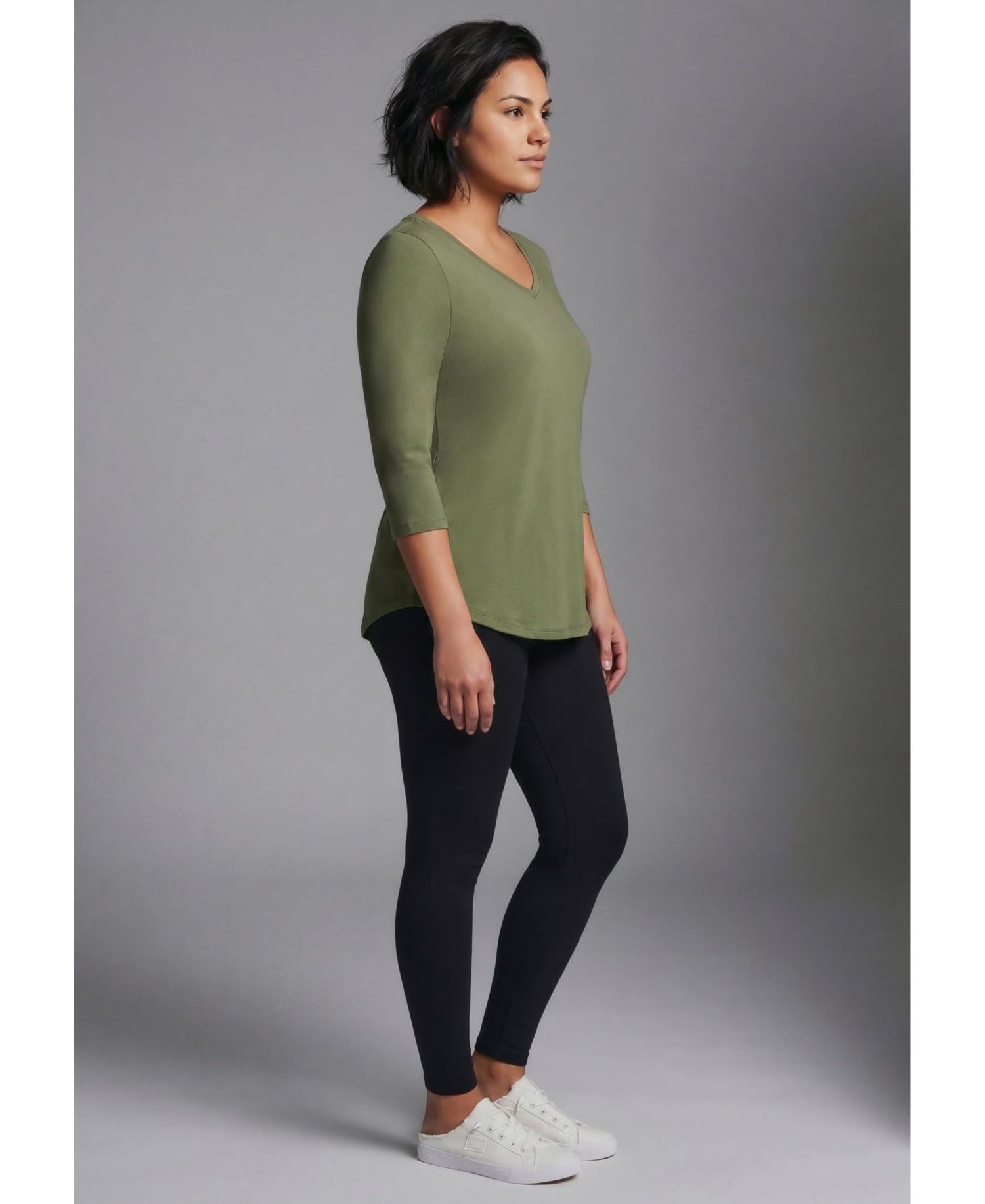 Plus Size Signature 3/4-Sleeve V-Neck T-Shirt