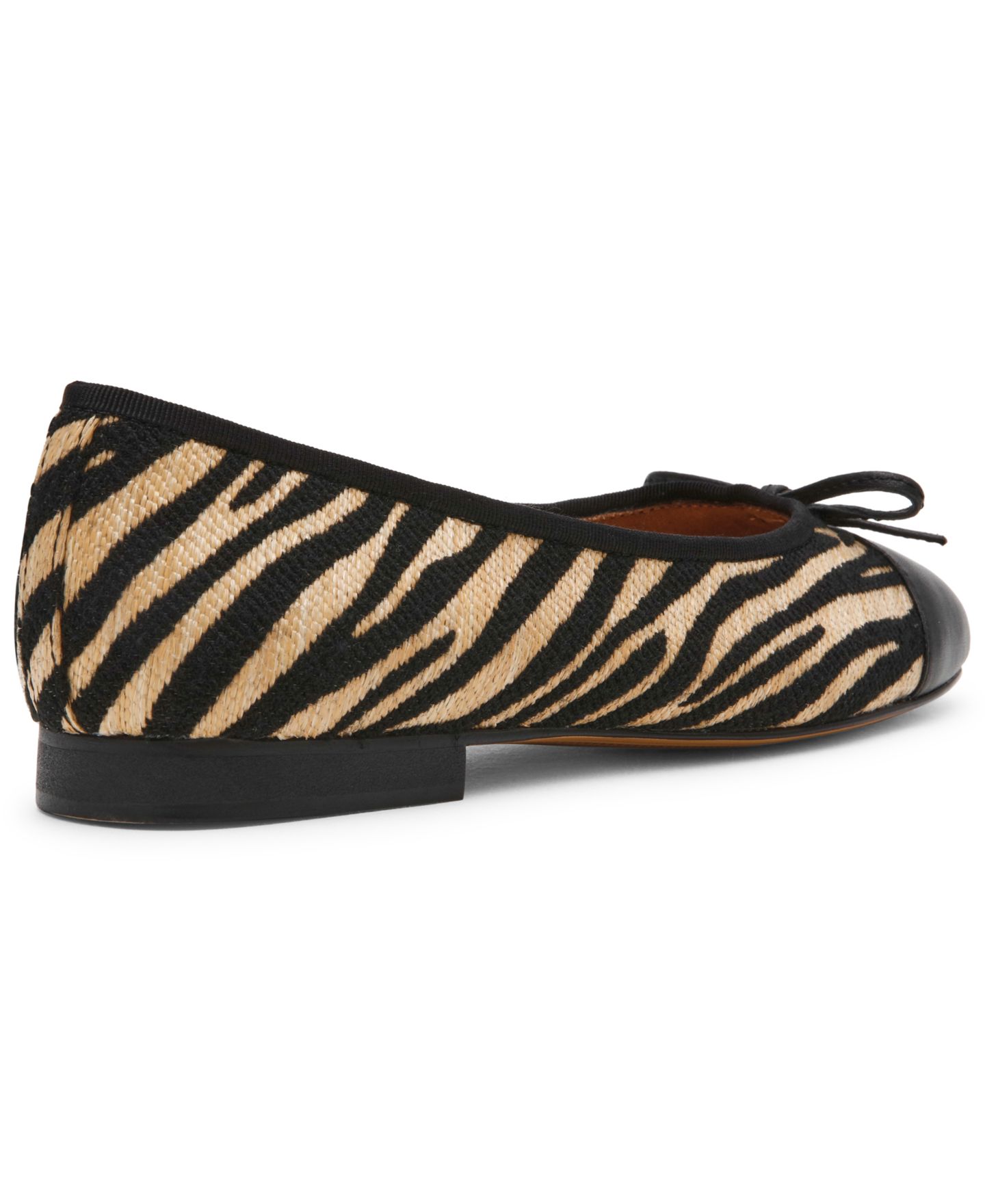Женские балетки Steve Madden Kit Cap-Toe Leather Ballet Flats, цвет: Чёрный / Рыжевато-коричневый зебра — фото 7