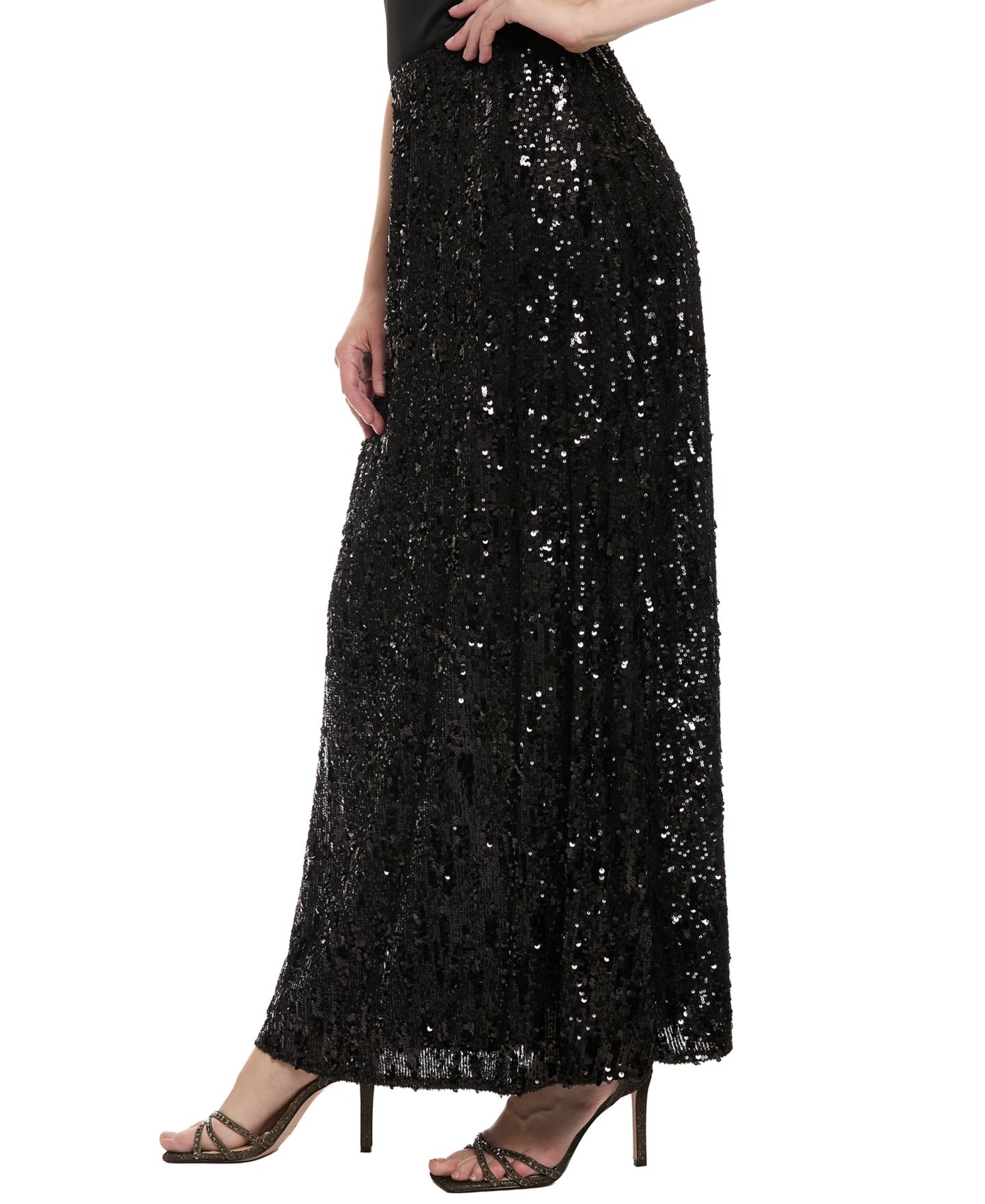 Женская юбка Muse Sequin Maxi Side-Slit, цвет: Чёрный — фото 3